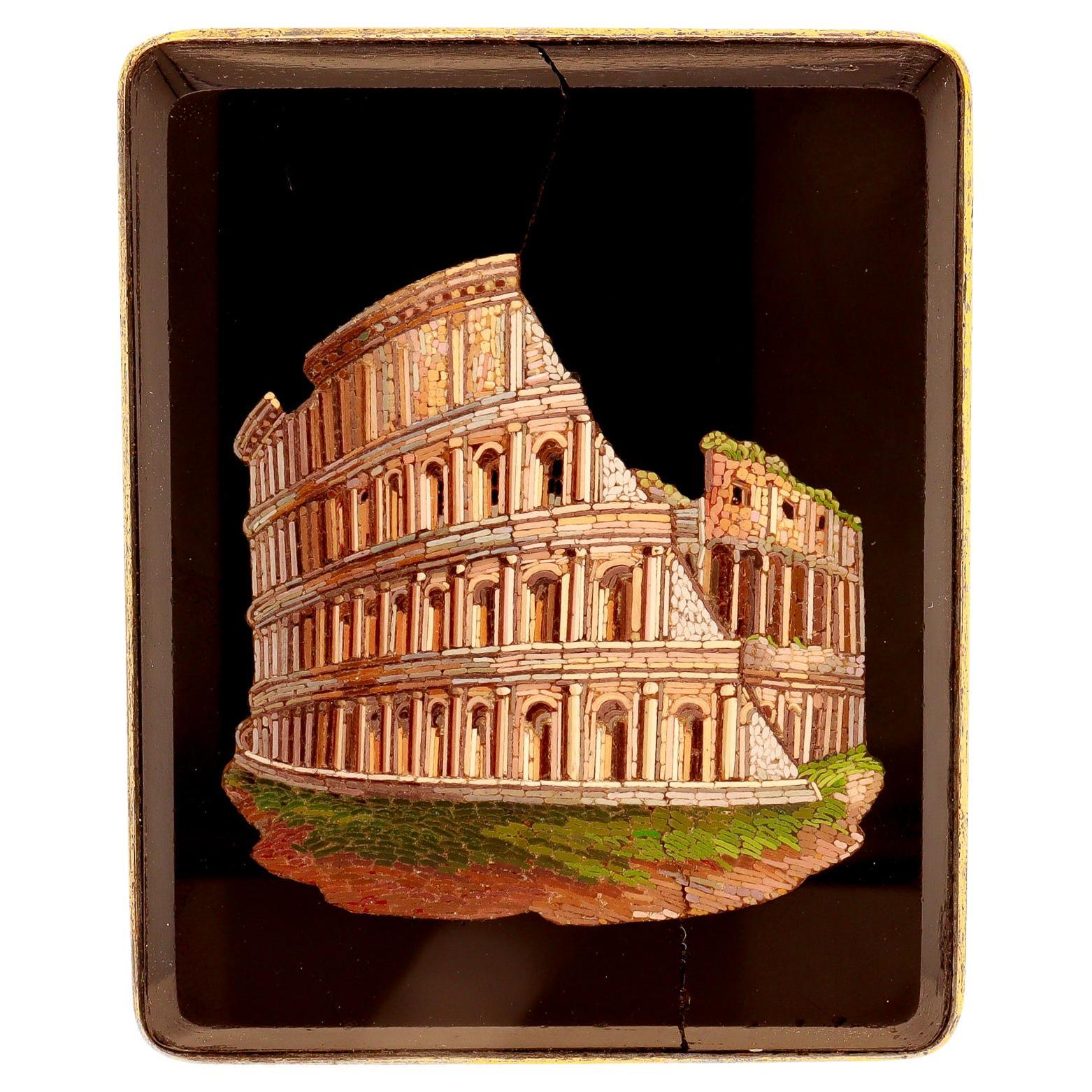 Antique Micromosaic Brooch of the Roman Coliseum