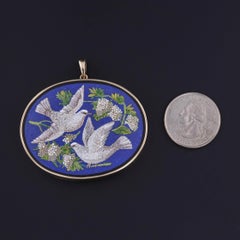 Antique Micromosaic Dove Pendant of 14k Gold