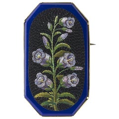 Antique Micromosaic Flower Brooch