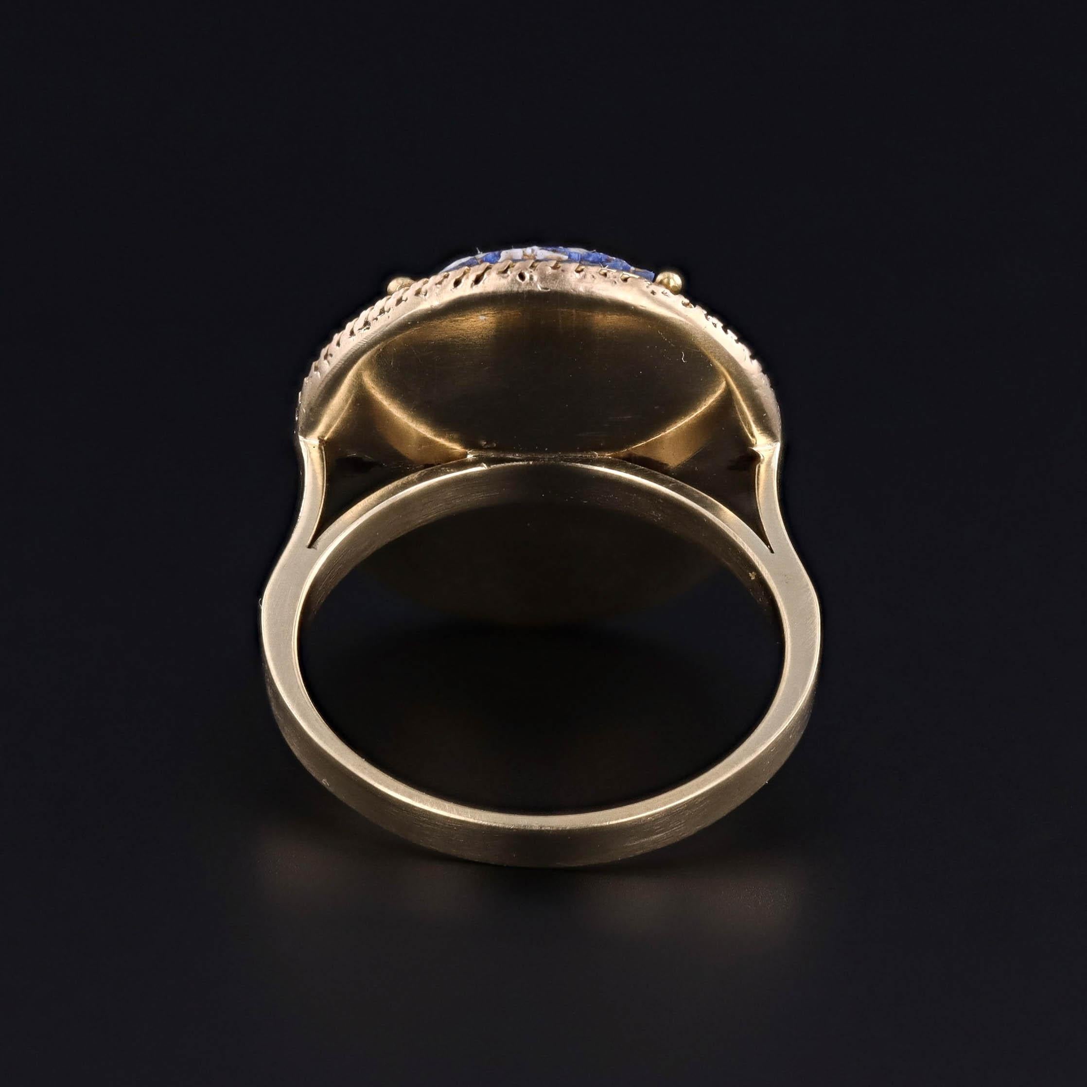Antique Micromosaic Scarab Ring of 18k Gold In Good Condition In Lewisburg, PA
