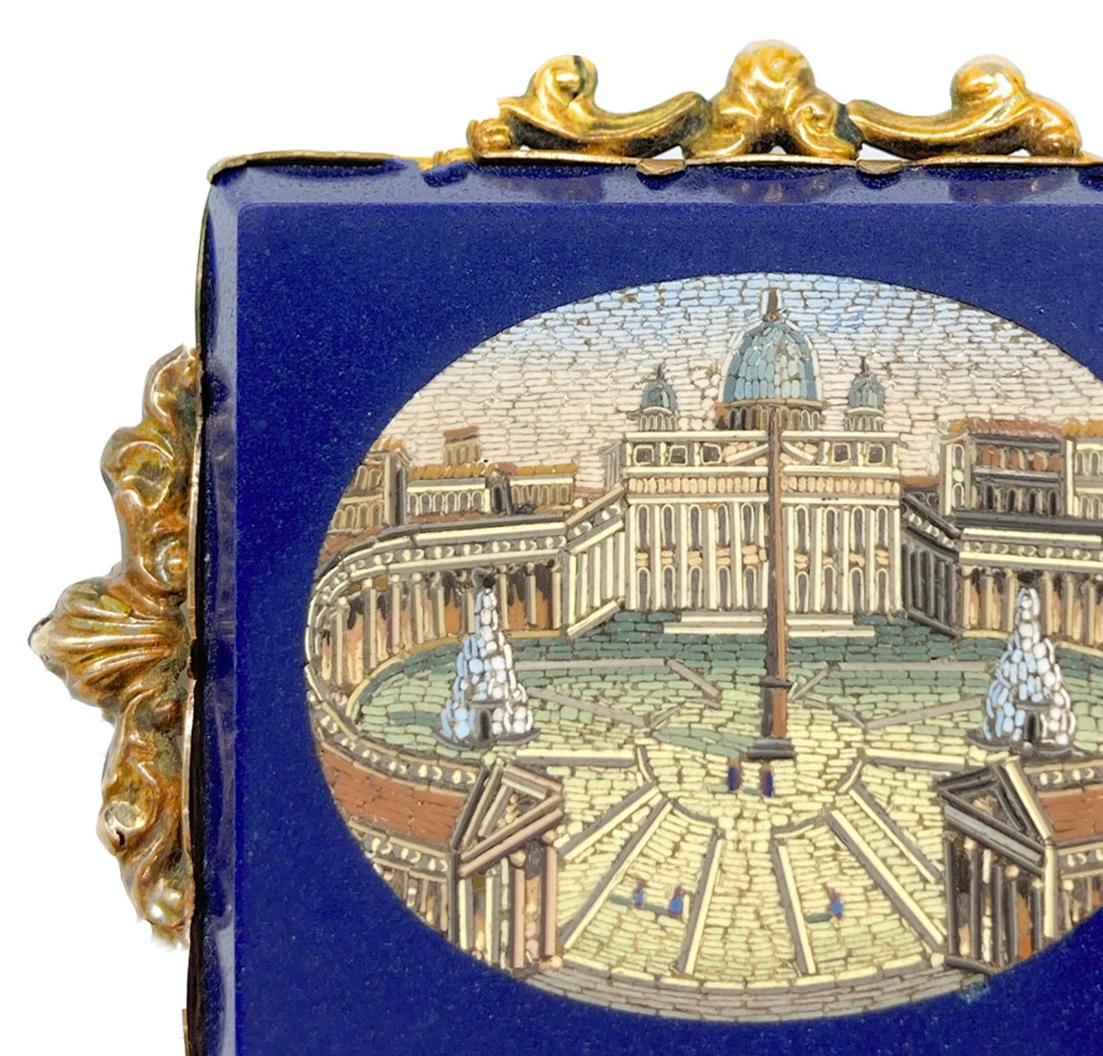 Antique Micromosaic St. Peter’s Square Brooch In Good Condition For Sale In New York, NY