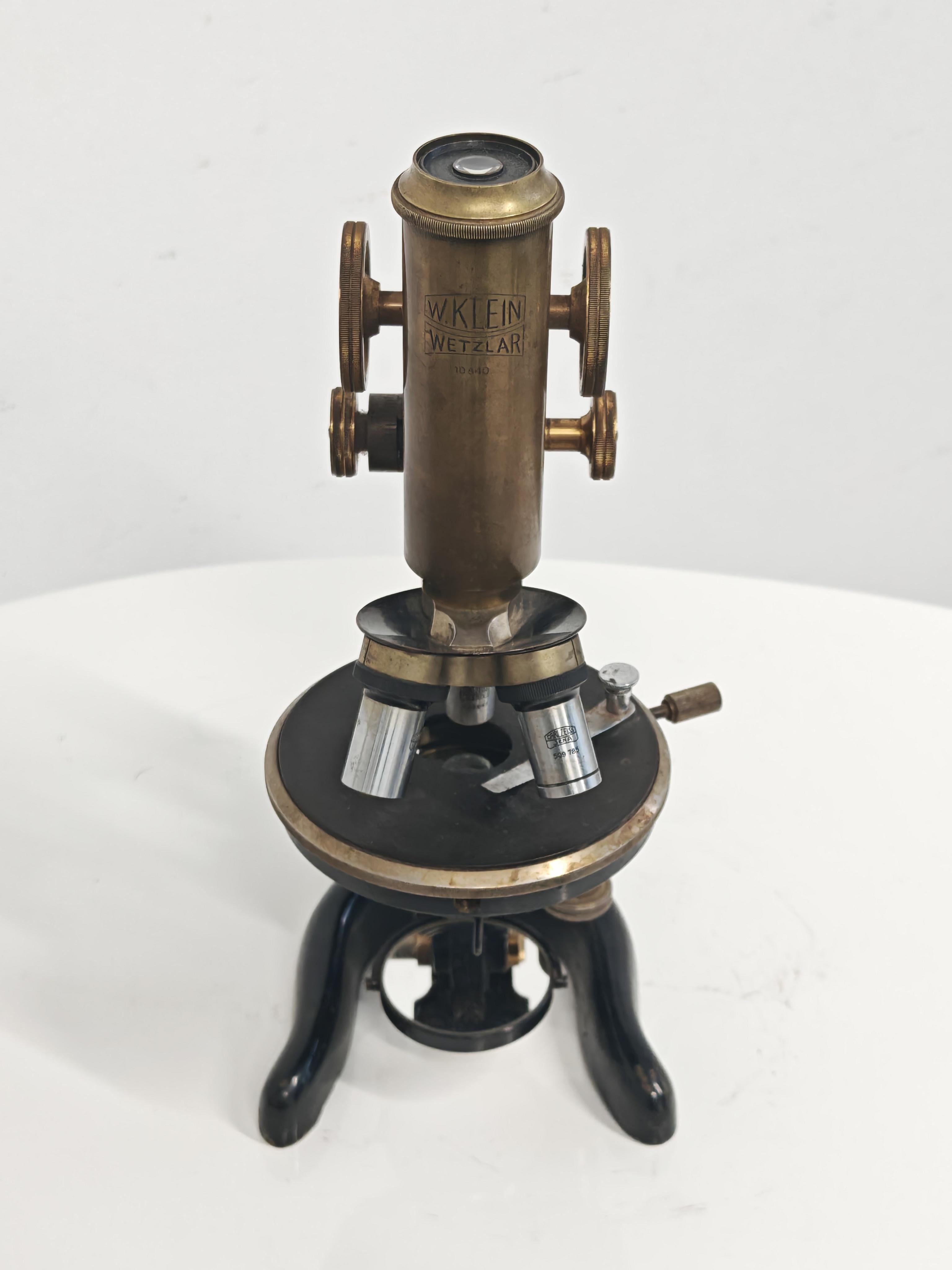 Antikes Mikroskop von W. Klein Wetzlar mit optischen Linsen von Carl Zeiss, Deutschland im Angebot 4