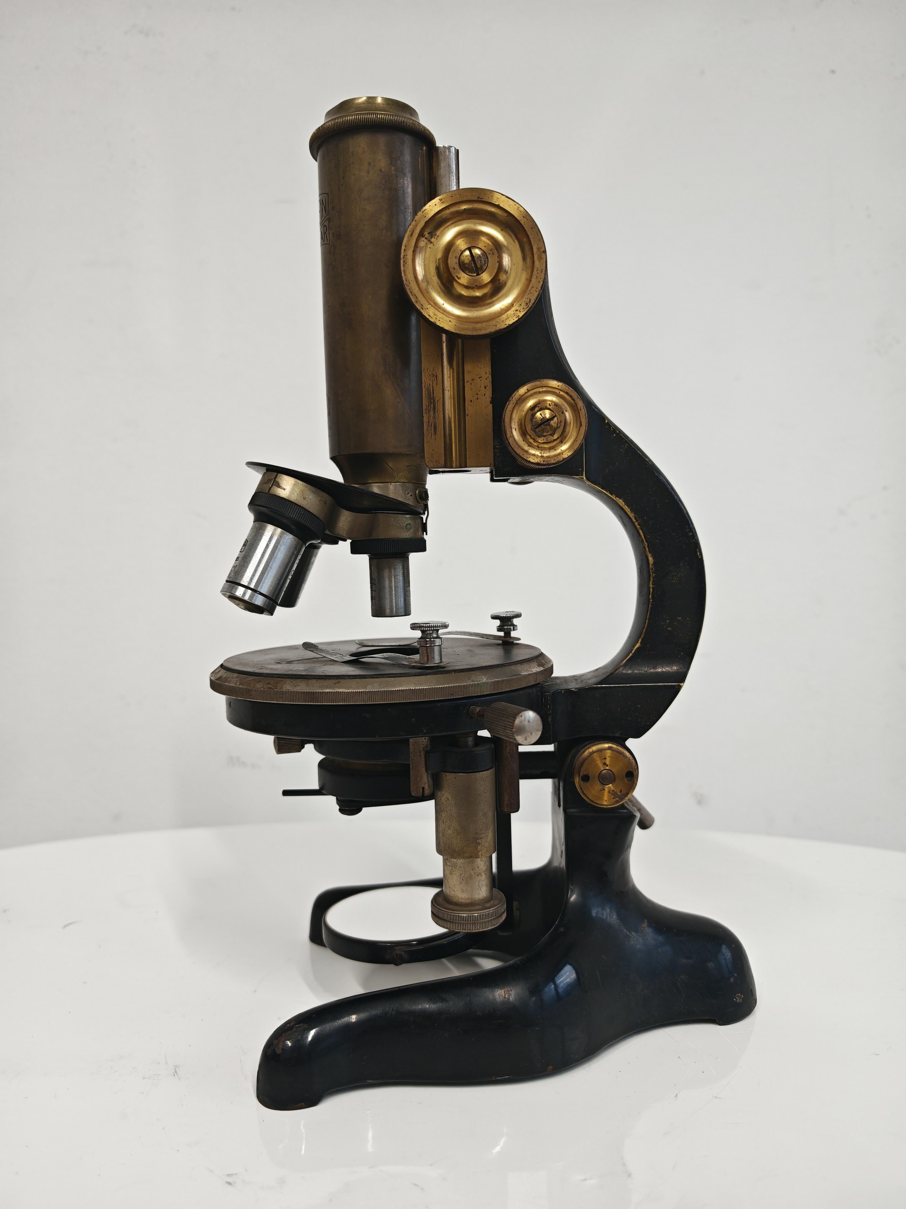 Antikes Mikroskop von W. Klein Wetzlar mit optischen Linsen von Carl Zeiss, Deutschland im Angebot 1