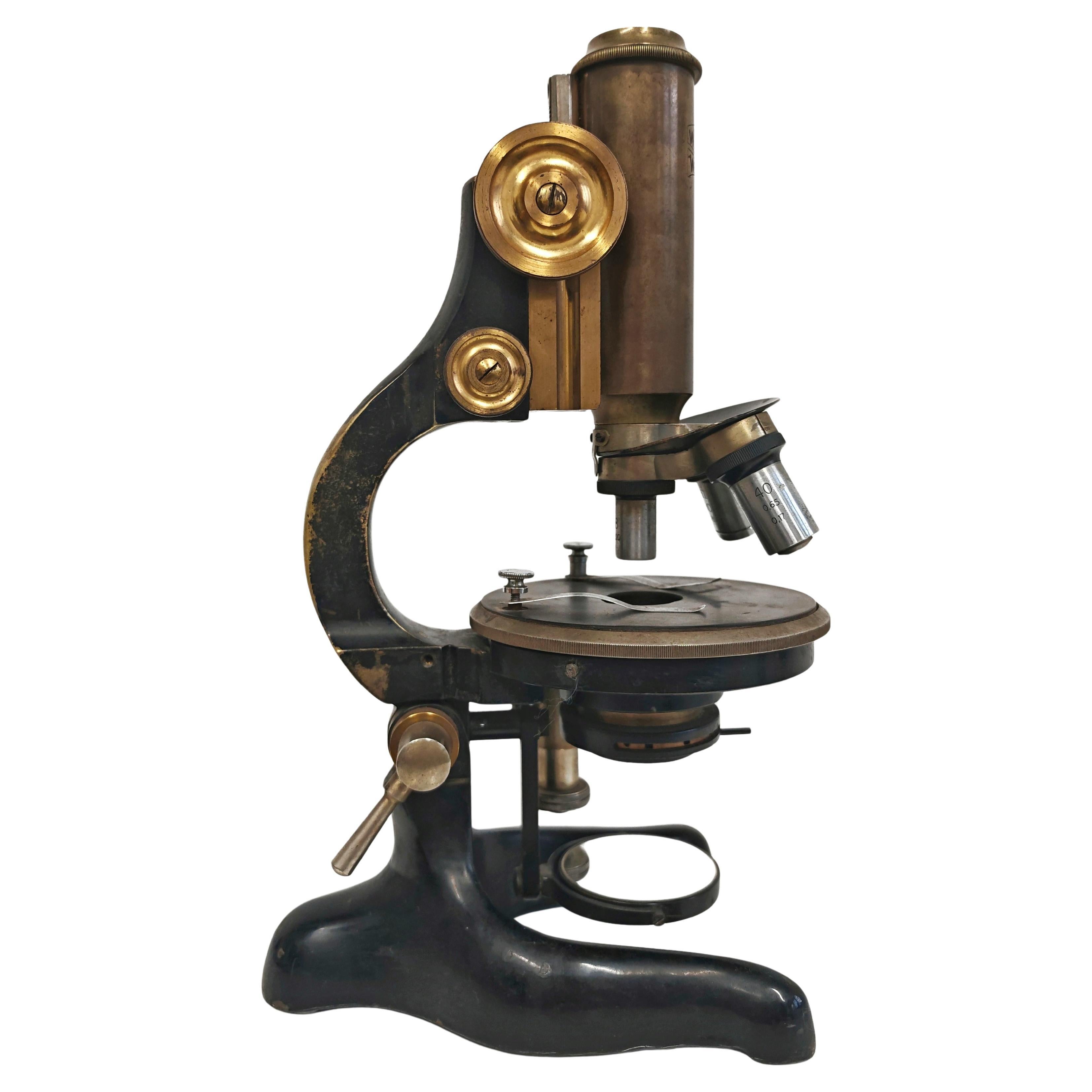 Antique Microscope by W. Klein Wetzlar with Carl Zeiss optical lenses, Germany