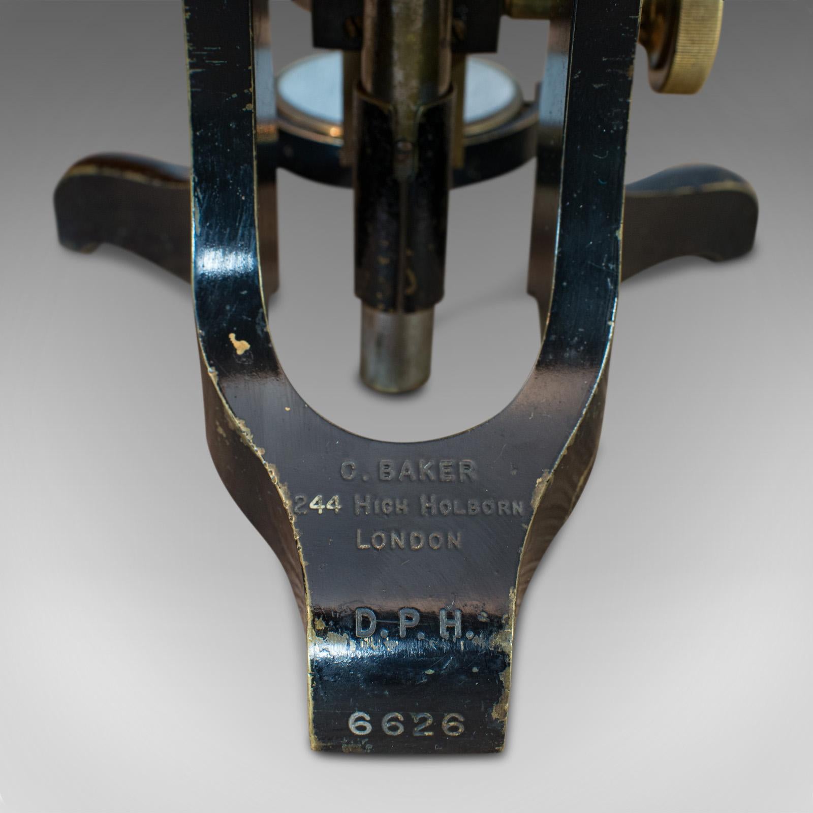 Antique Microscope, English, Brass, Scientific Instrument, Charles Baker, London 2