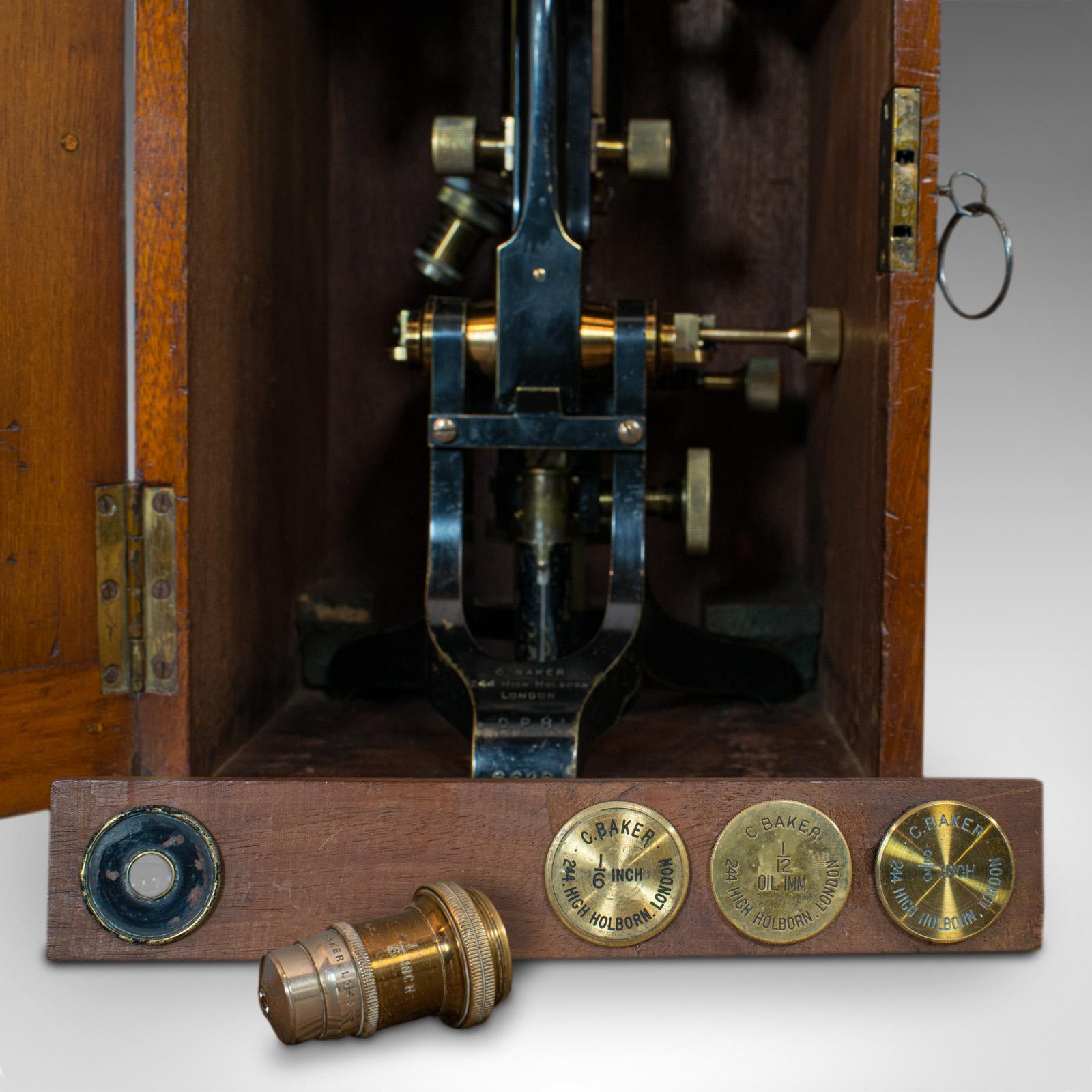 Antique Microscope, English, Brass, Scientific Instrument, Charles Baker, London 3