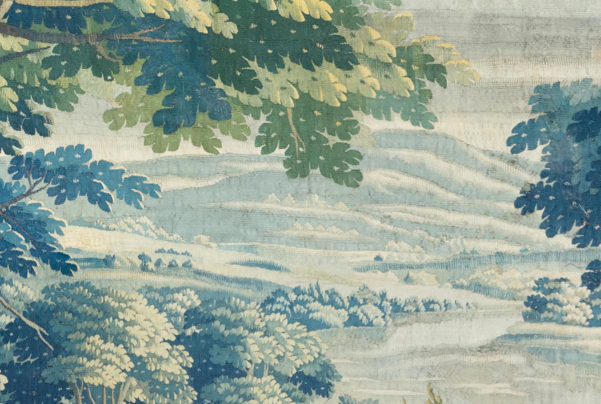 Hand-Woven Antique Late 17th Century Flemish Verdure Landscape Tapestry