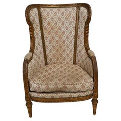 Used Mid 1800's French Regency Carve & Gild Wood Bergere w/ Original Finish