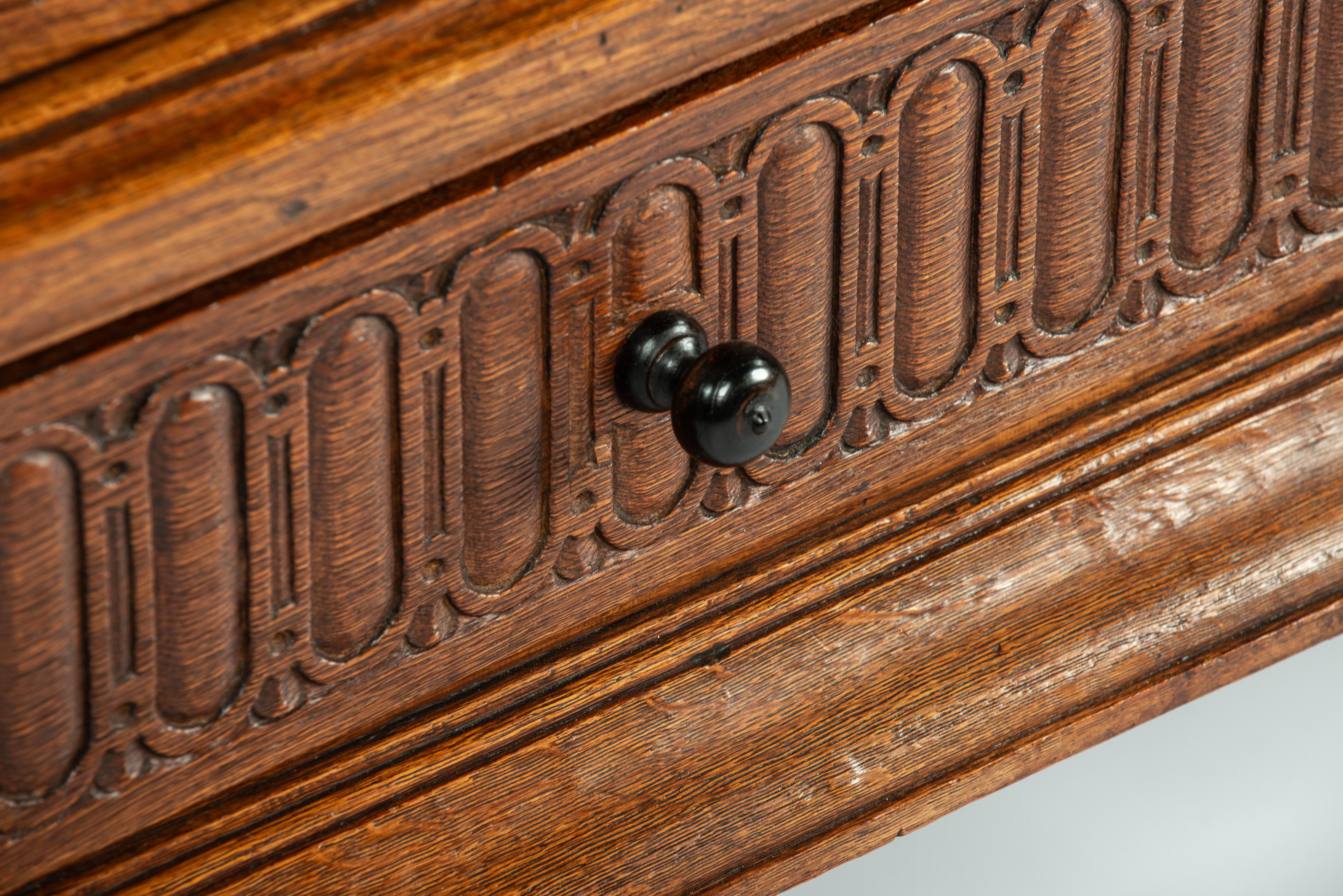 Antique mid-18th century Dutch Renaissance Warm Honey  Color Oak Cabinet  13