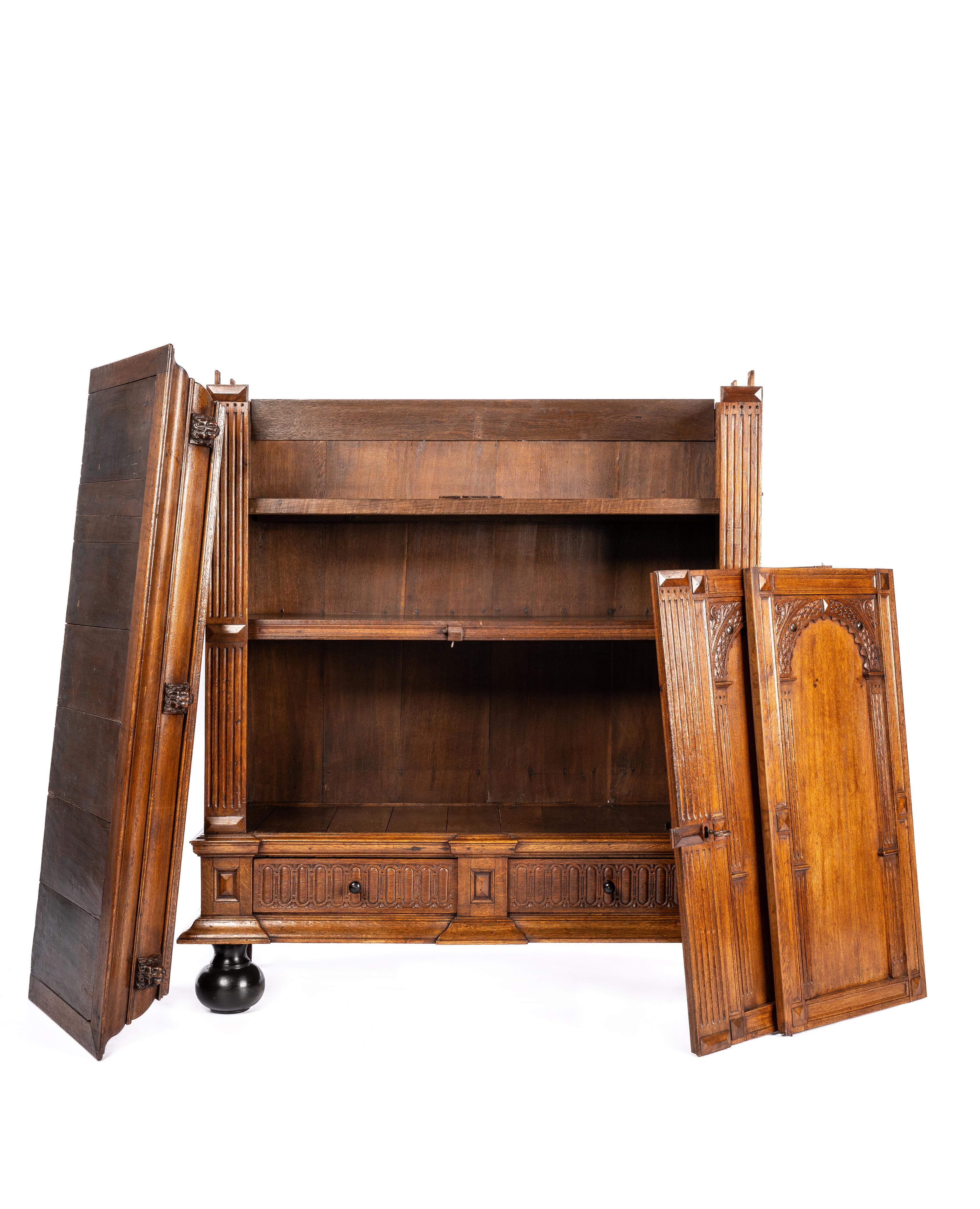 Antique mid-18th century Dutch Renaissance Warm Honey  Color Oak Cabinet  2