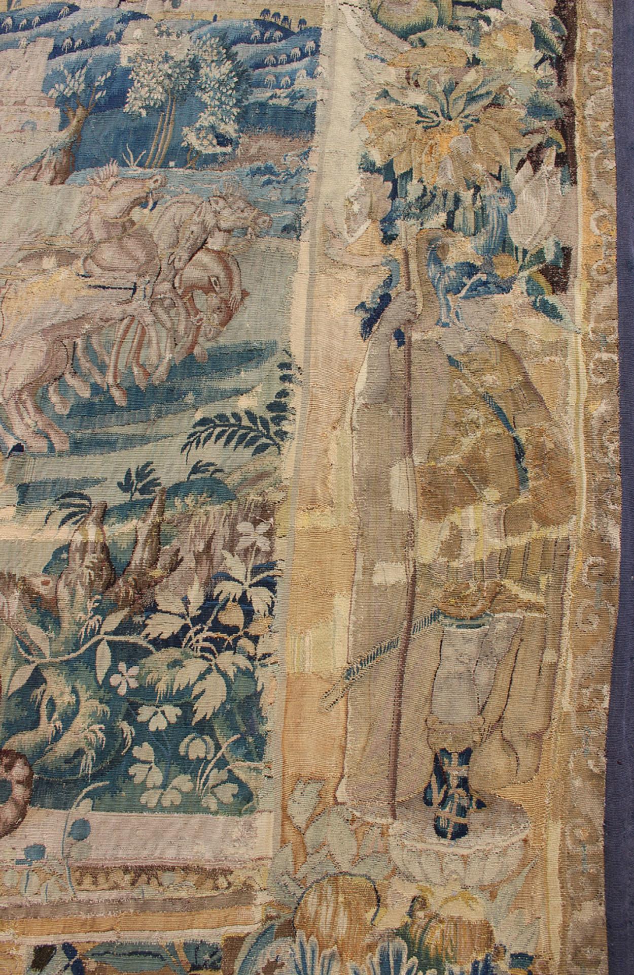Antique Mid-18th Century European French Beauvais Tapestry For Sale 9