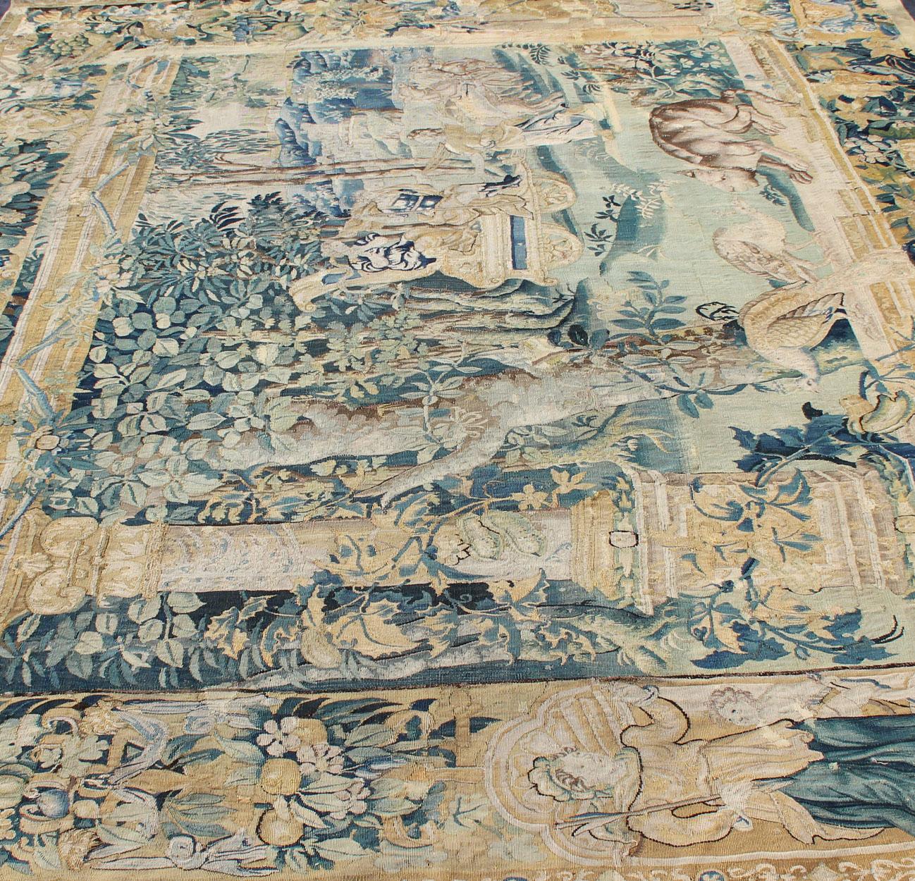 Antique Mid-18th Century European French Beauvais Tapestry For Sale 14