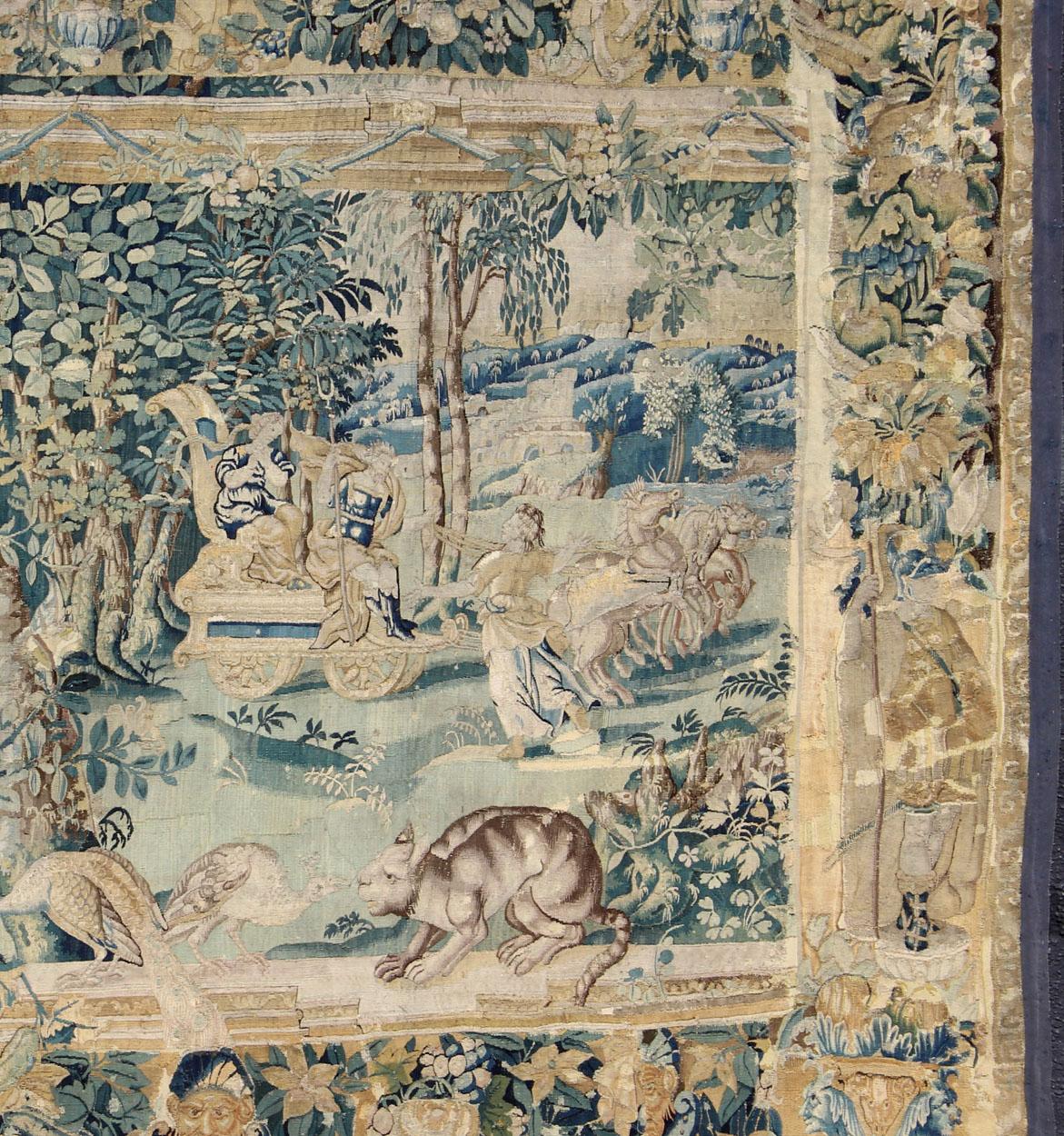 Hand-Woven Antique Mid-18th Century European French Beauvais Tapestry For Sale