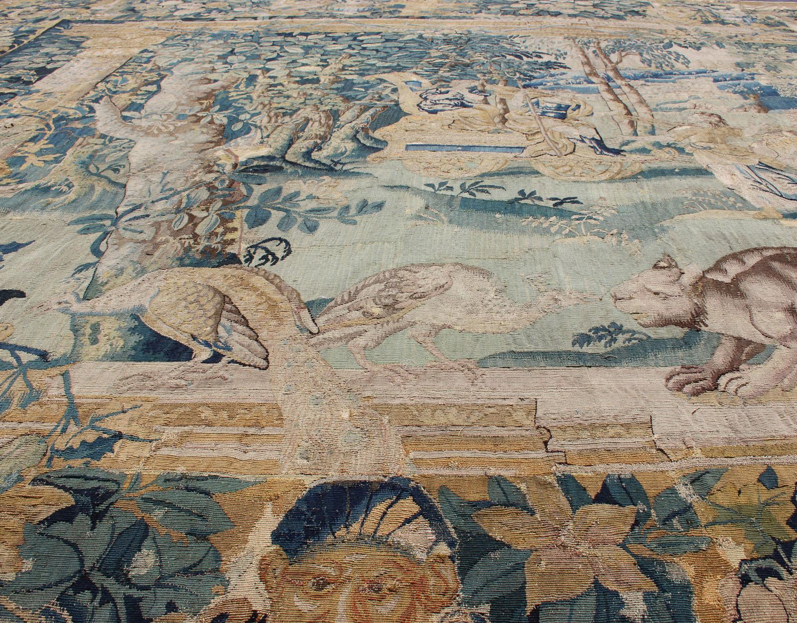 Wool Antique Mid-18th Century European French Beauvais Tapestry For Sale