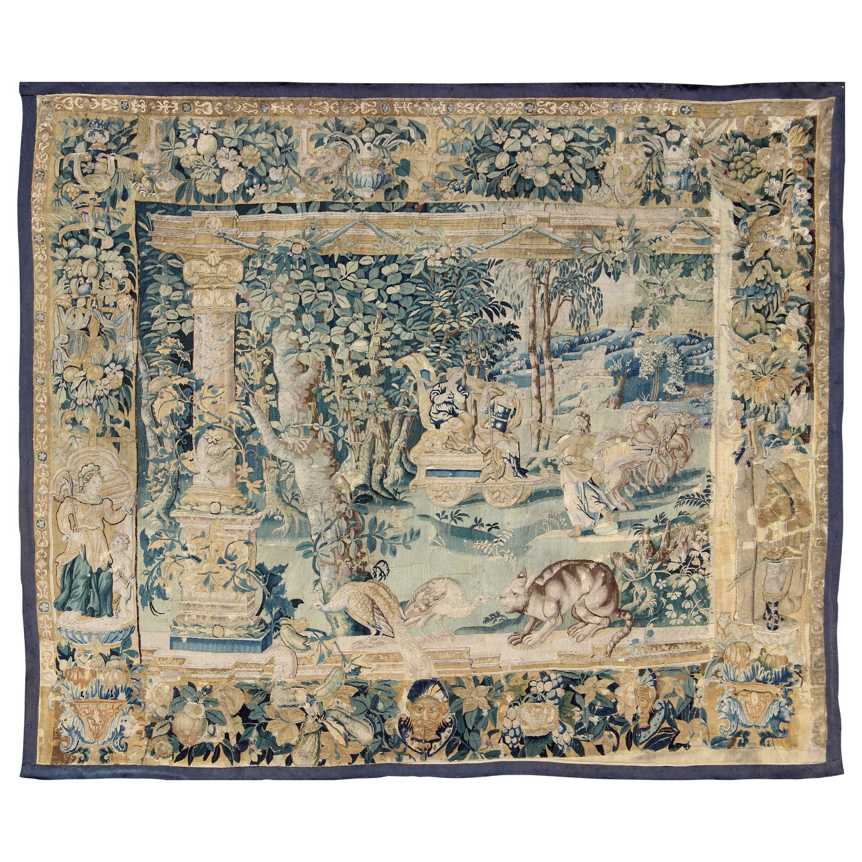 Ancienne tapisserie française de Beauvais du milieu du XVIIIe siècle