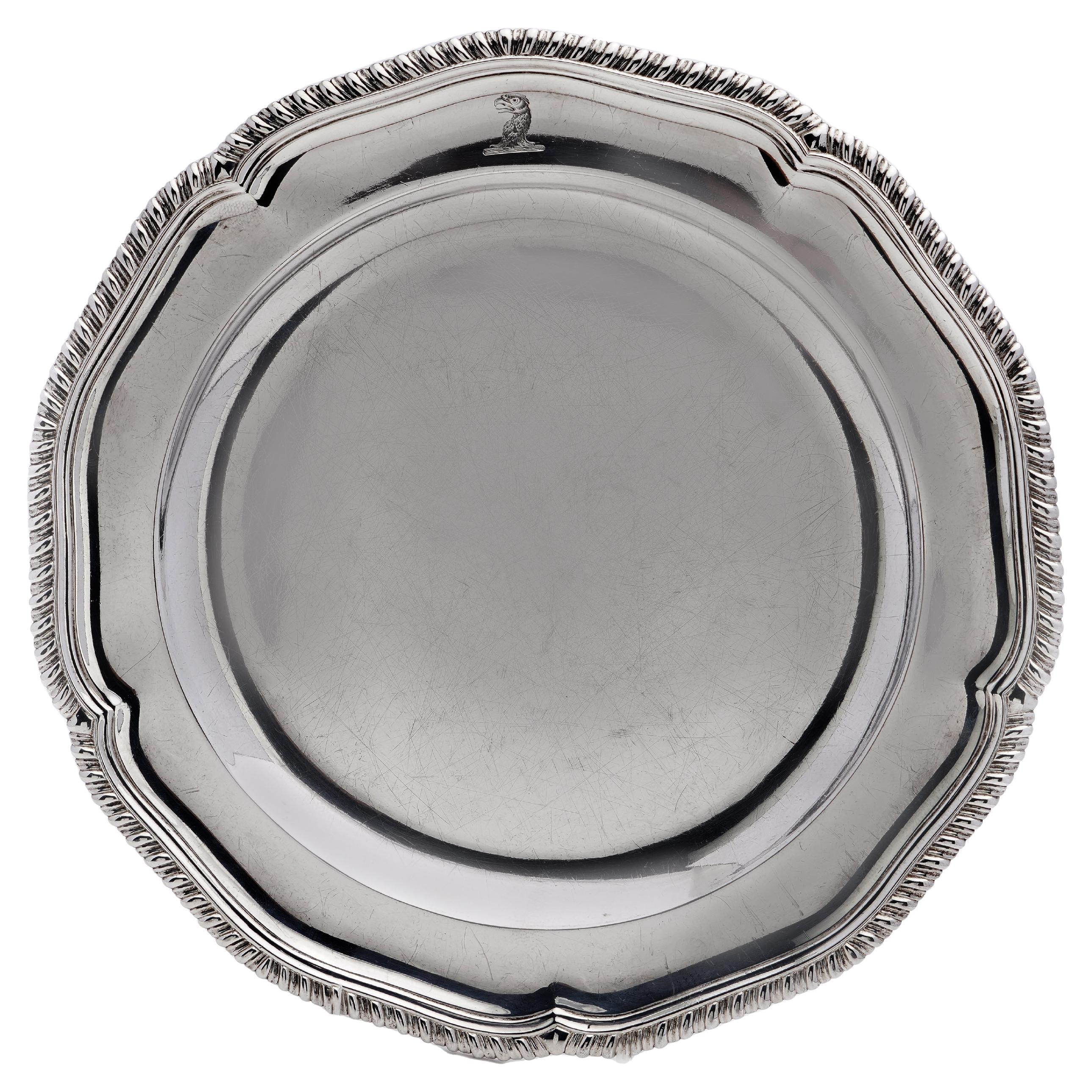 Antique Mid -  18th Century George III sterling silver dinner plate  For Sale