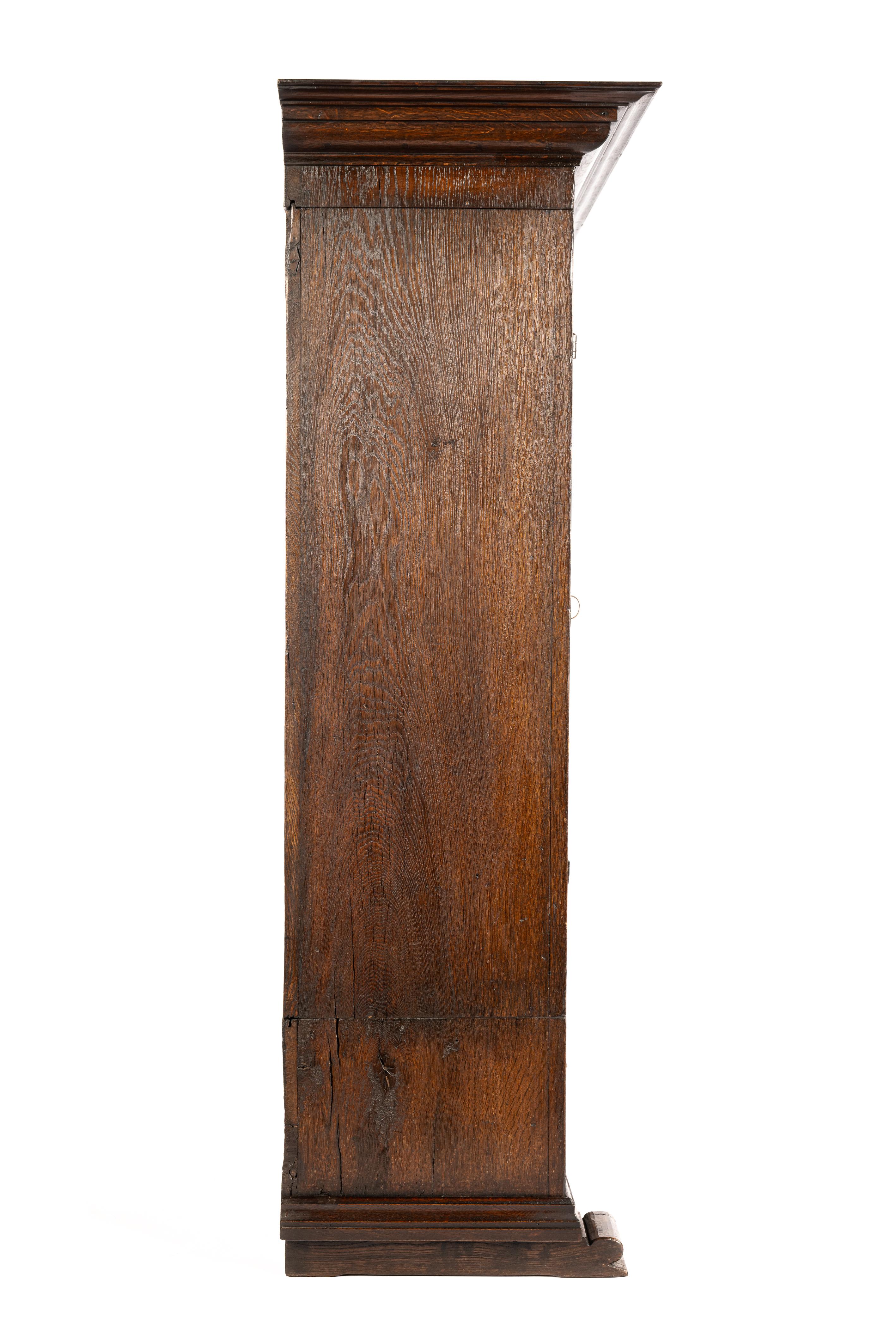 Baroque Antique mid 18th century German warm brown two door demountable cabinet For Sale