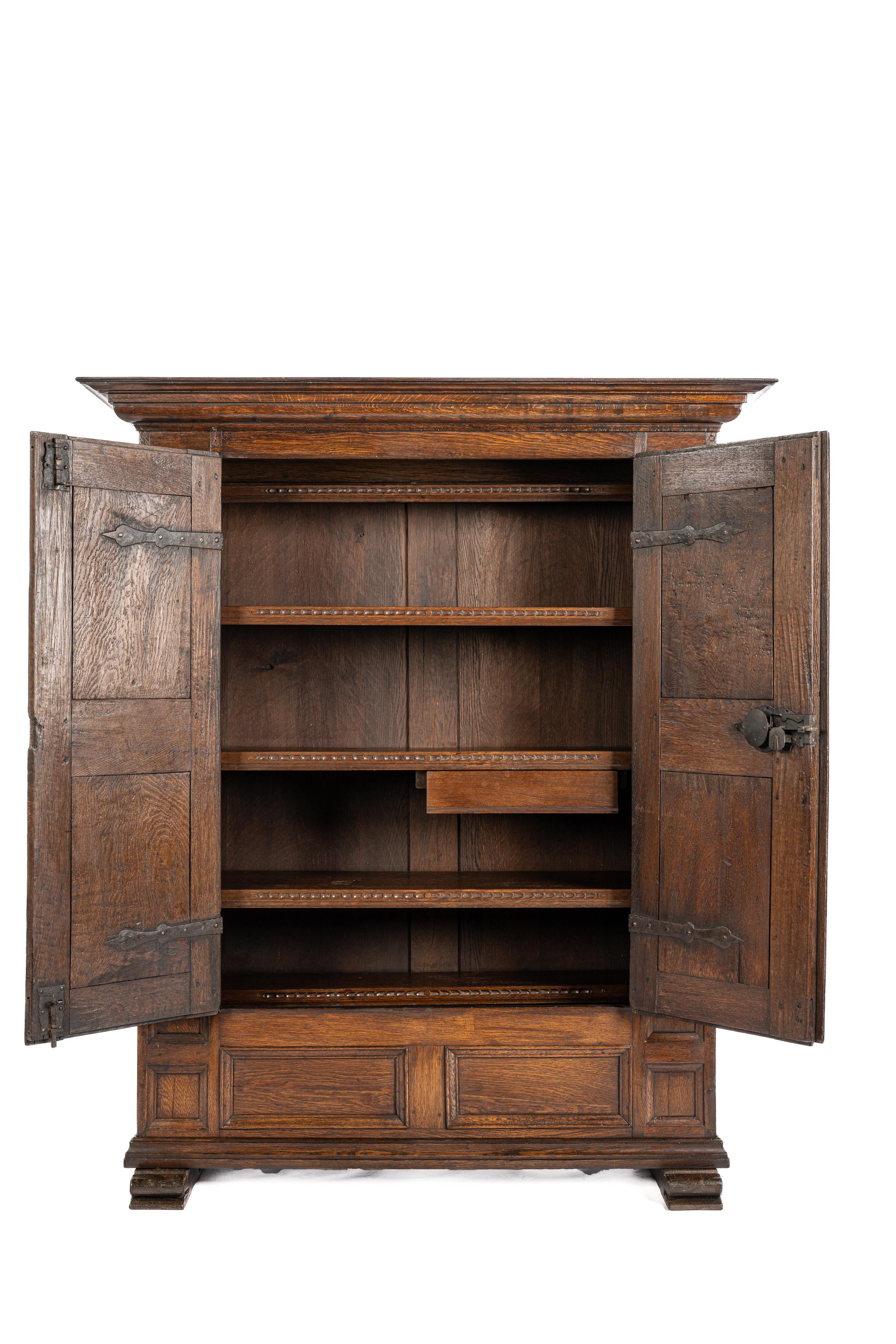 18th Century Antique mid 18th century German warm brown two door demountable cabinet For Sale
