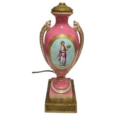 Antiquity Mid 19c Coalport Porcelain Hand Painted Vase Now a Lamp