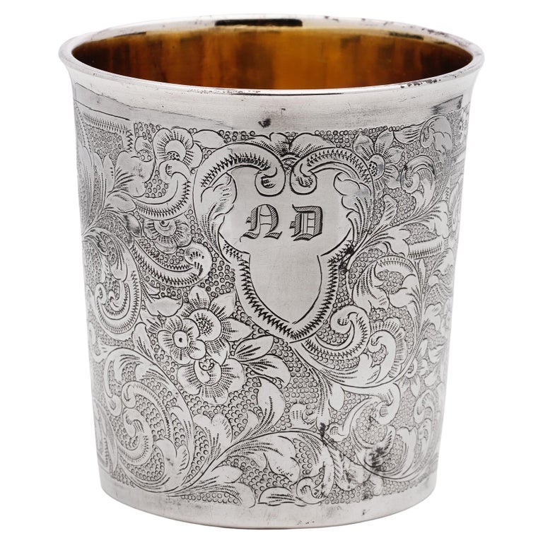 Antique Mid 19th Century 800, French Silver Beaker For Sale