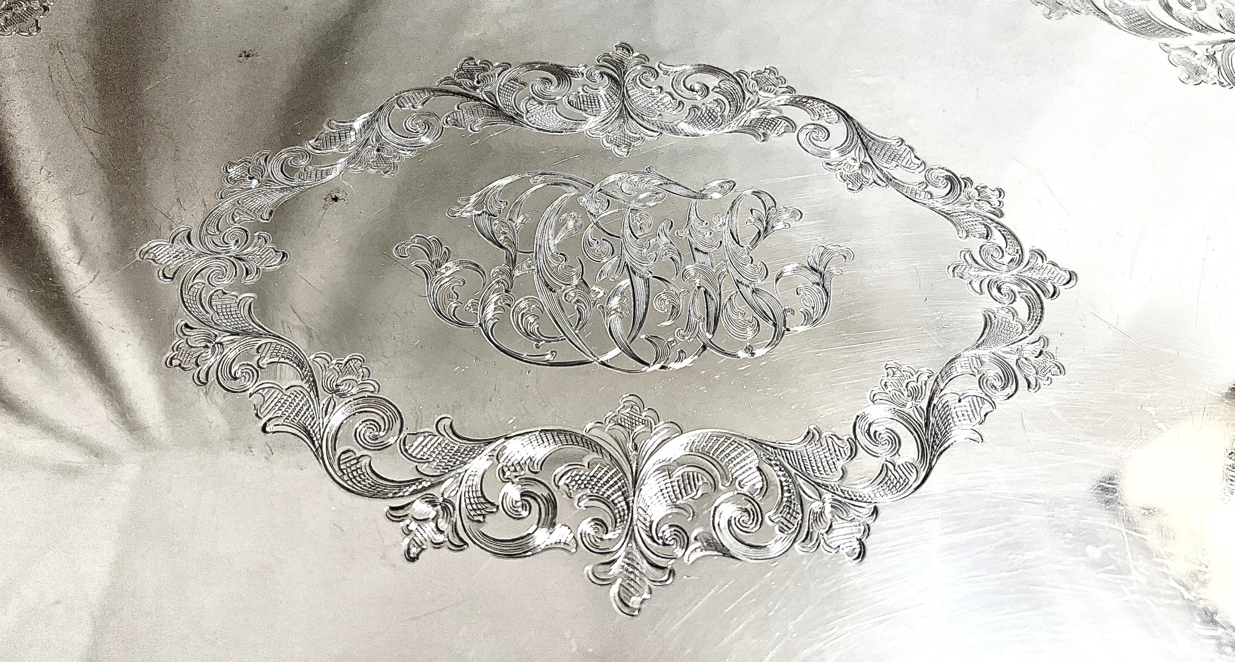 Antique Mid 19th Century American Sterling Silver Tray Made By 