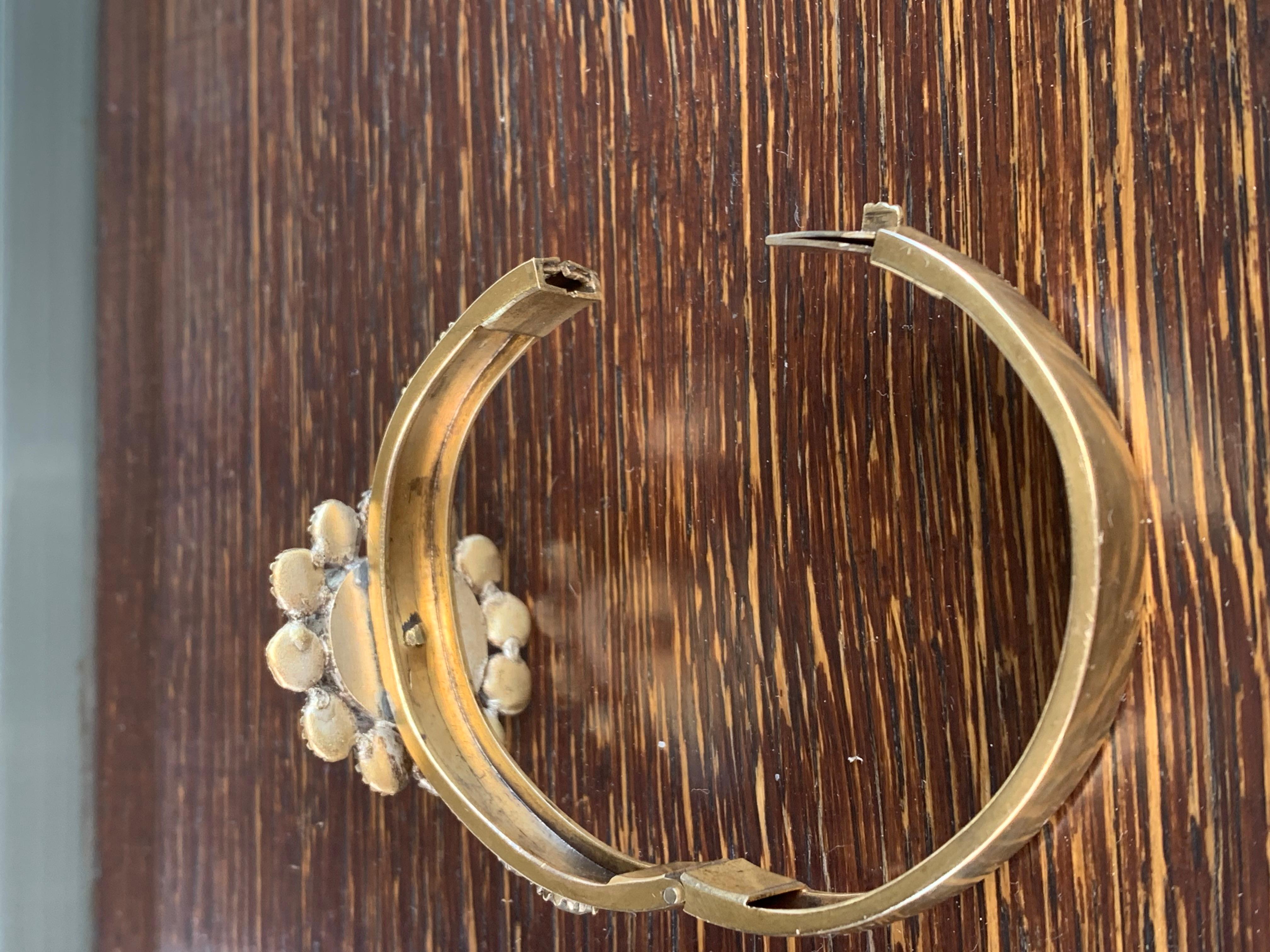 Antico Bangle Porcellain Miniature Gilt Metall Paste della metà del 19° secolo in vendita 2