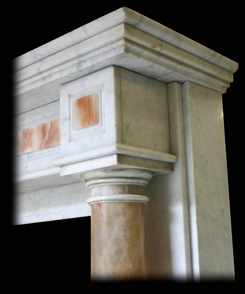 Antique Mid-19th Century Continental Carrara Marble Fire Surround In Good Condition In Manchester, GB