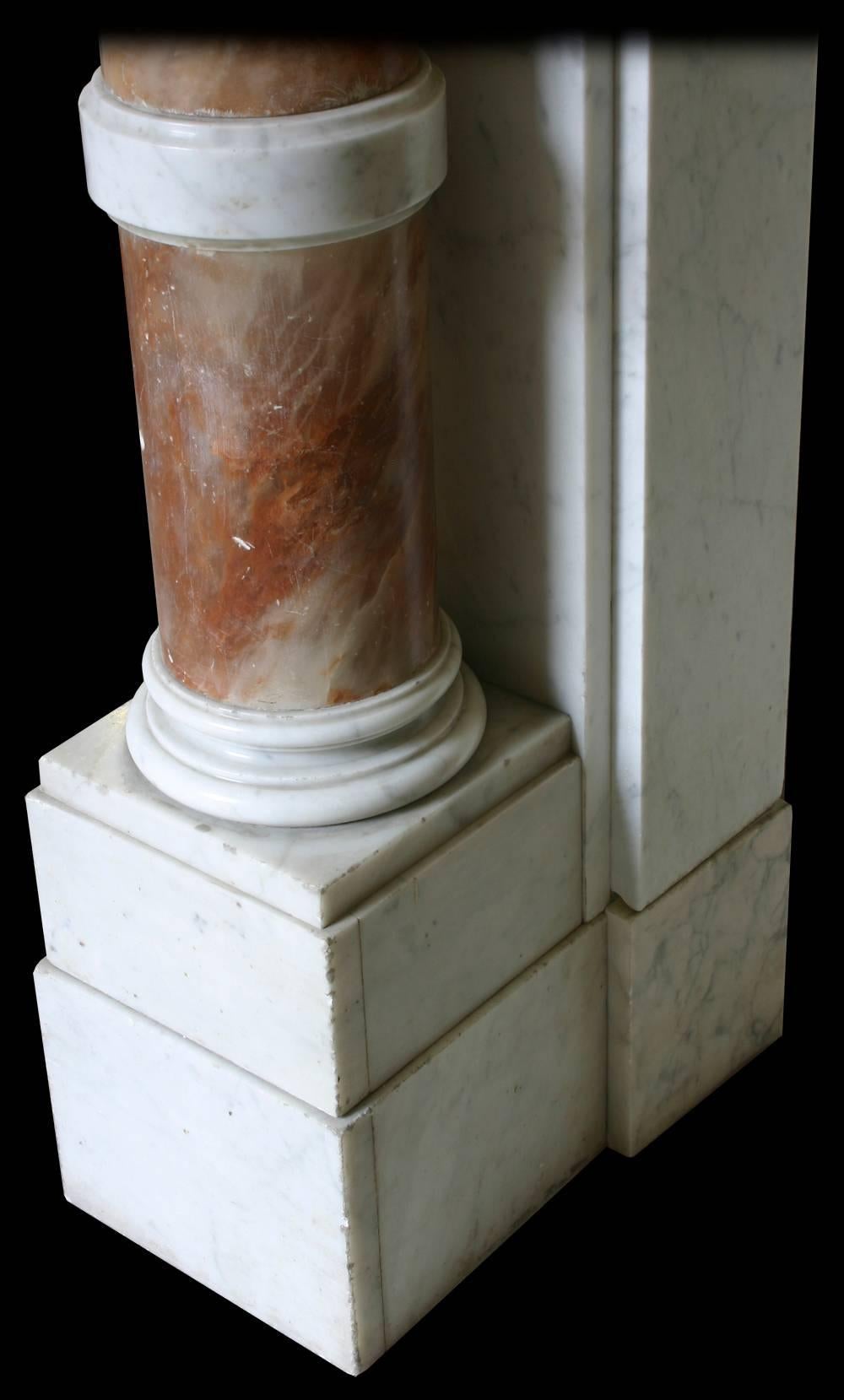 Late 19th Century Antique Mid-19th Century Continental Carrara Marble Fire Surround
