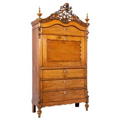 Antica scrivania Biedermeier in quercia color miele della metà del XIX secolo