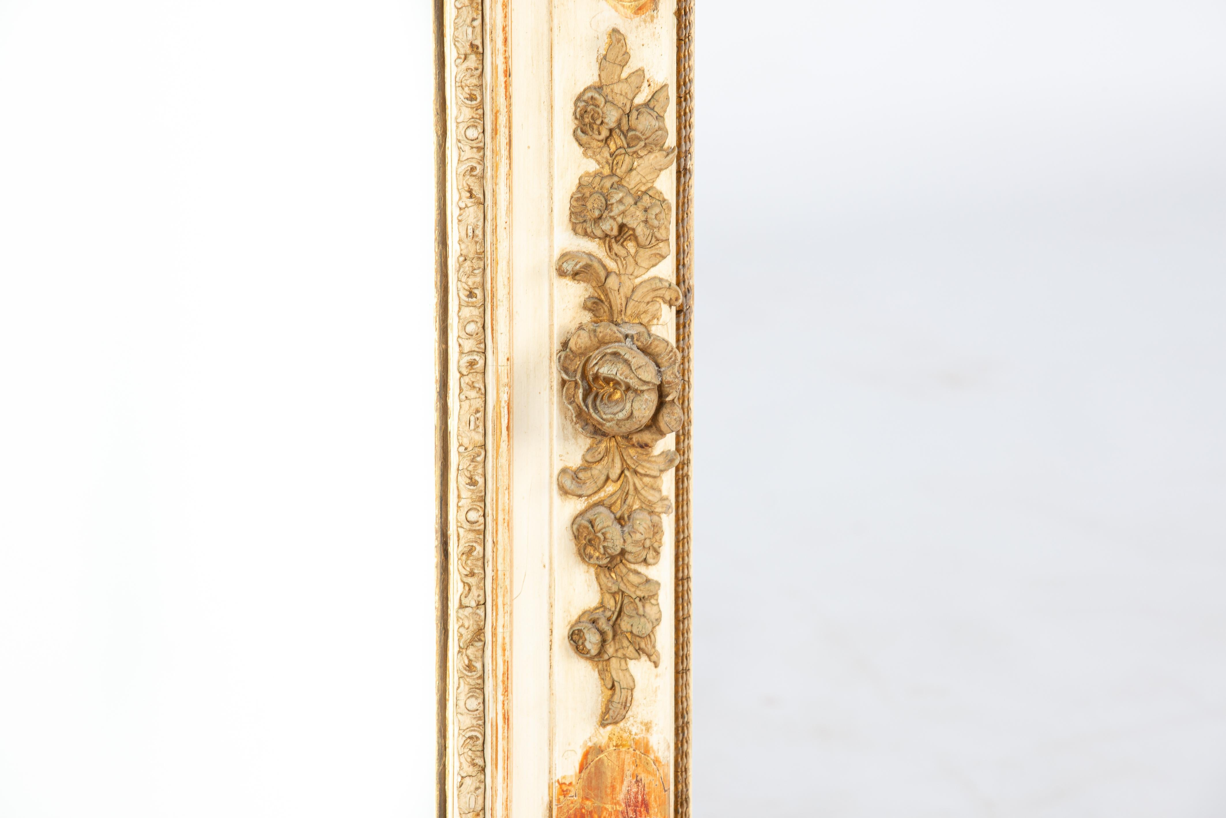  Antique mid 19th century faded gold gilt Frech Louis Philippe mantel mirror In Good Condition For Sale In Casteren, NL