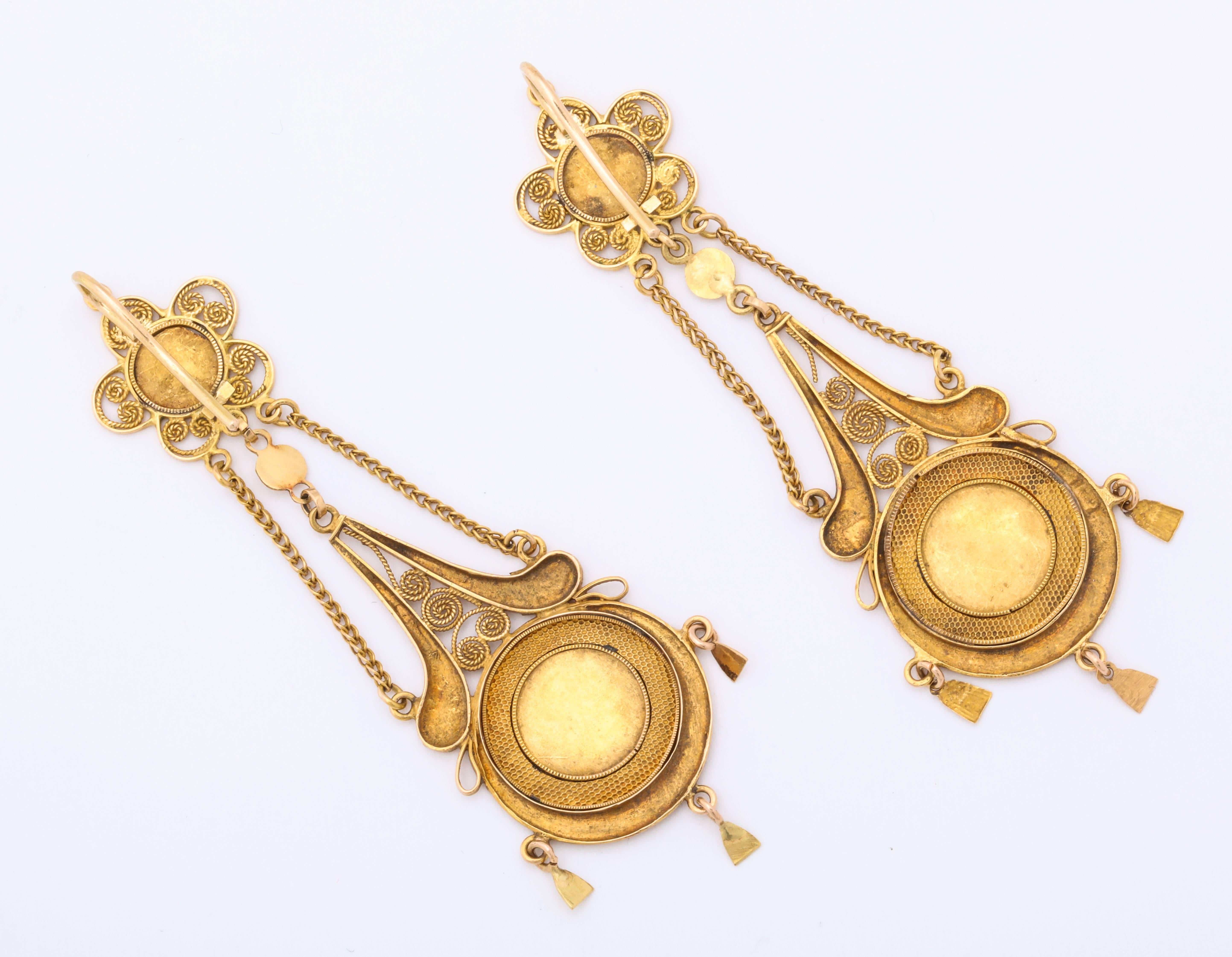 Antique 19th Century French Chandelier Earrings For Sale 1