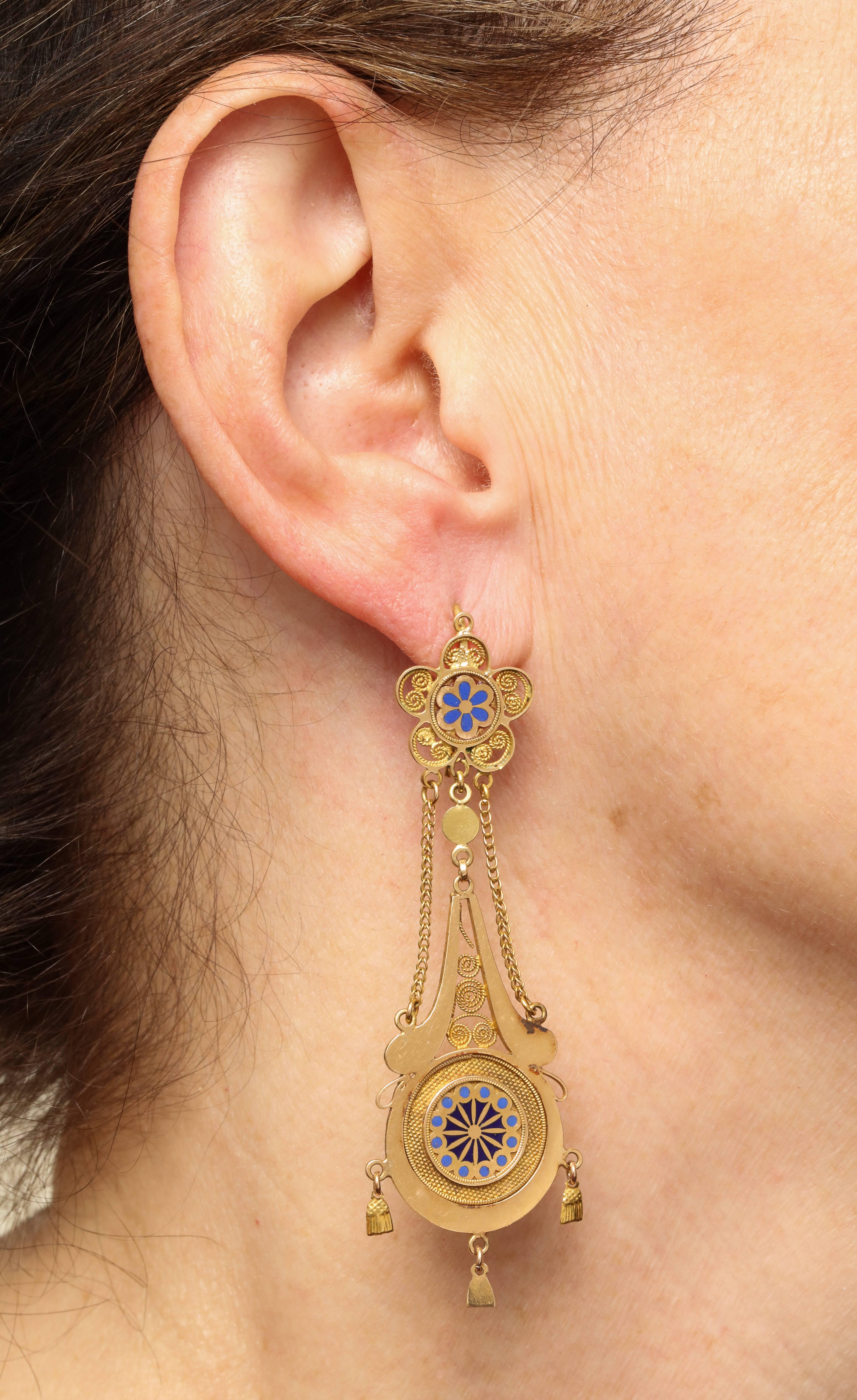 Antike französische Chandelier-Ohrringe aus dem 19. Jahrhundert im Angebot 1