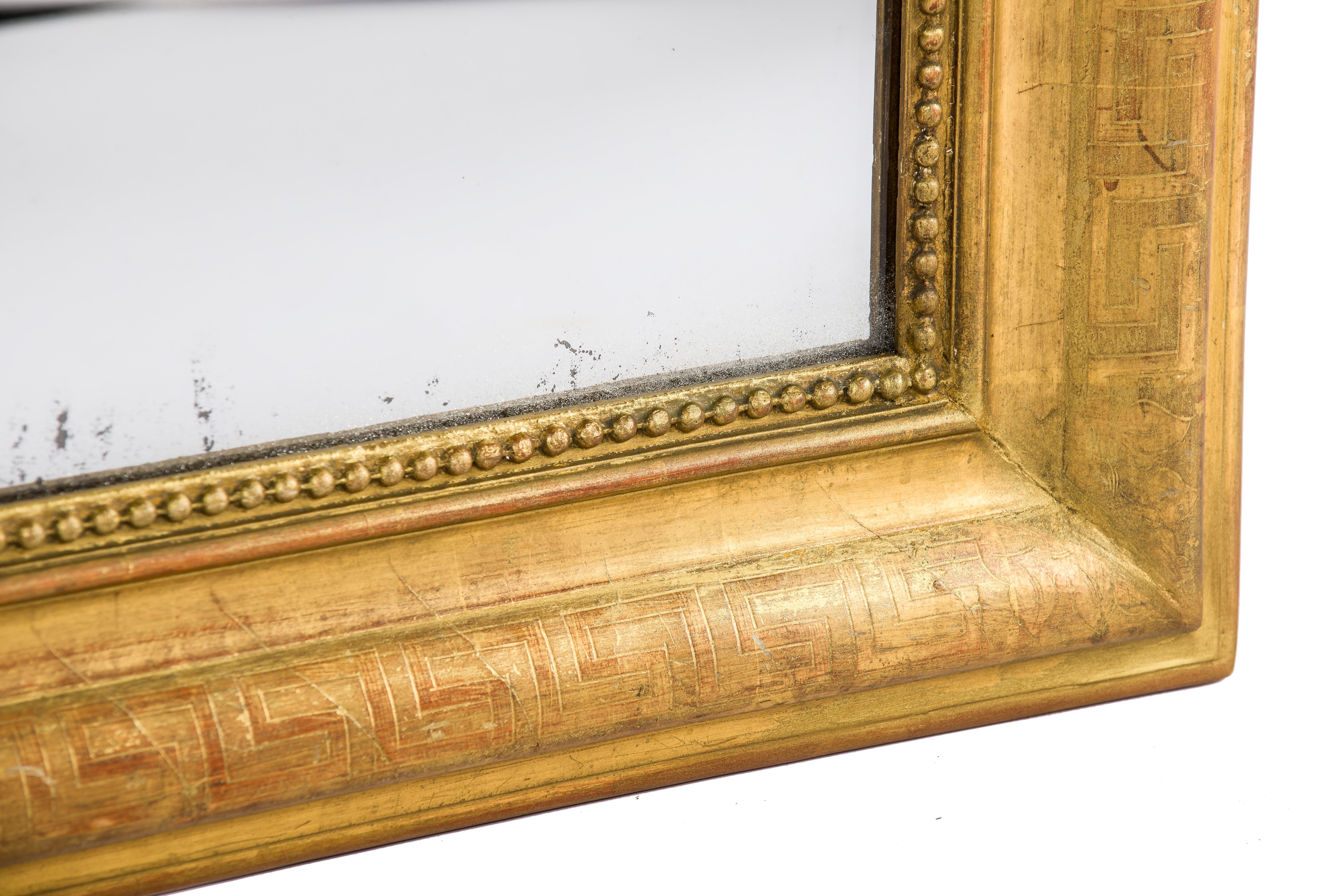 Antique Mid-19th Century French Gold Gilt Louis Philippe Mirror with Arched Top In Good Condition In Casteren, NL