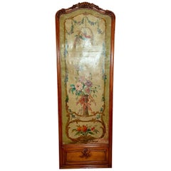Antique Mid-19th Century French Oil on Canvas Painting in a Carved Walnut Panel