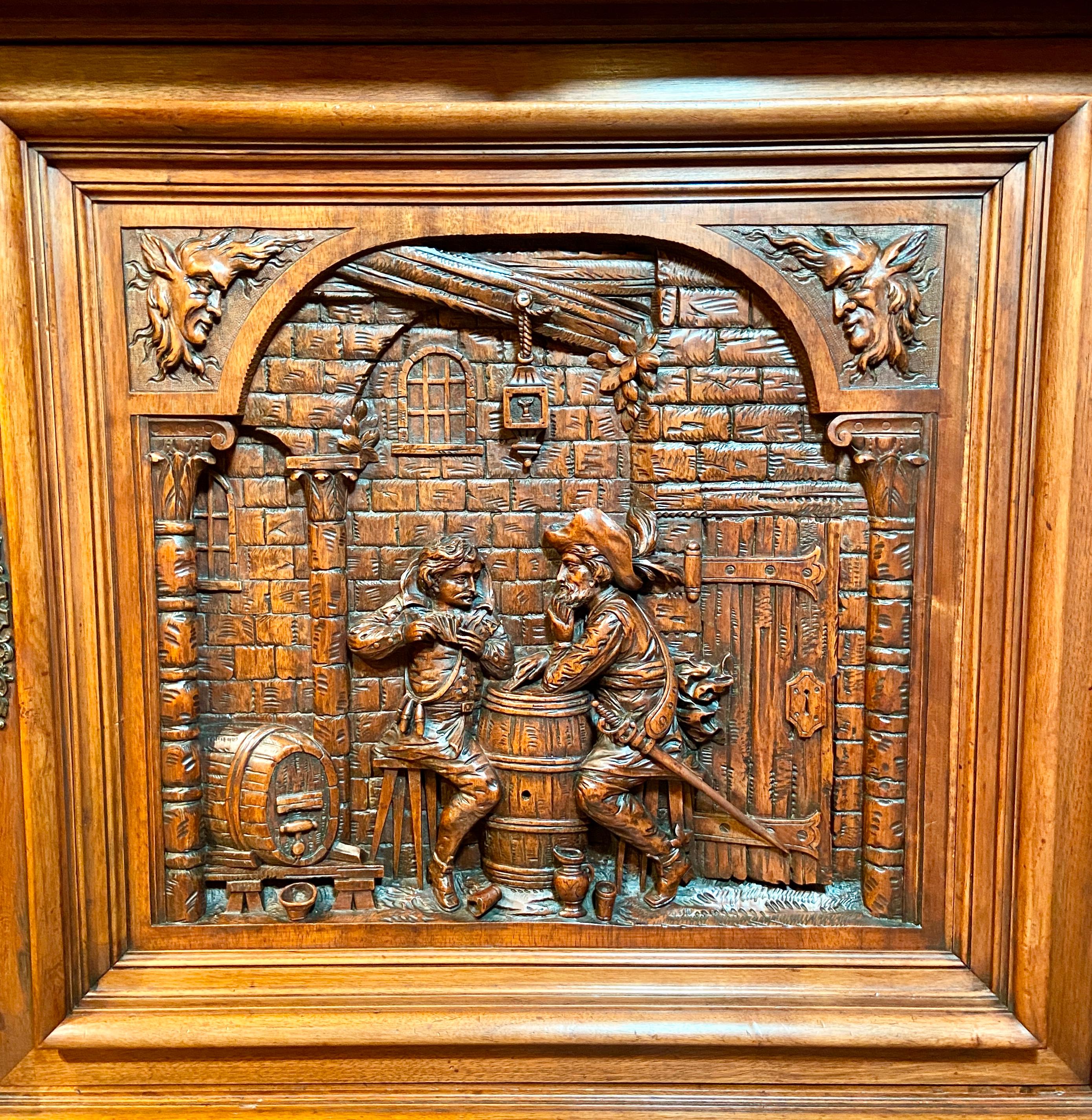 Antique Mid 19th Century French Premier Carved Walnut Vesalier Cabinet In Good Condition For Sale In New Orleans, LA