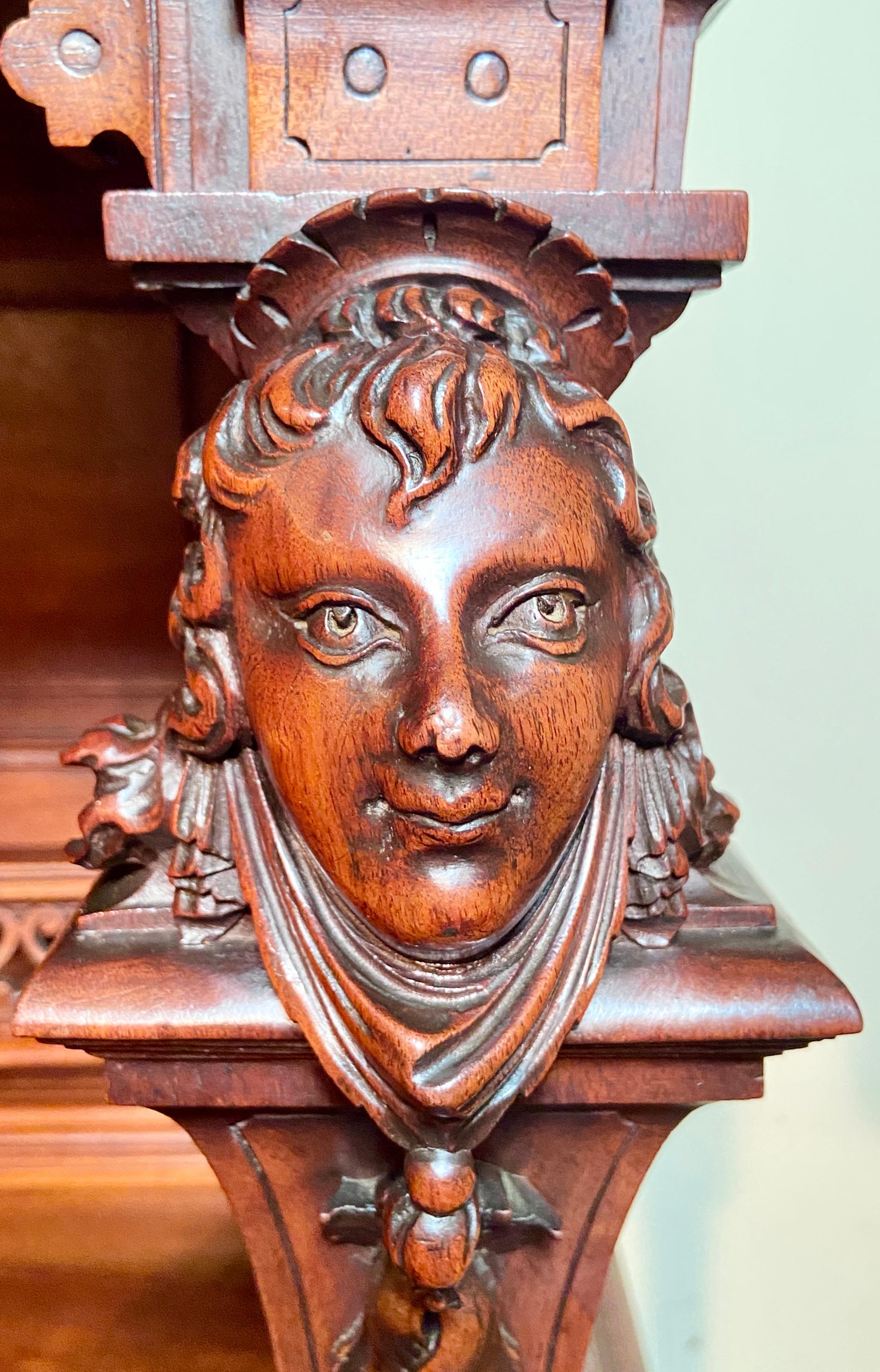 Antique Mid 19th Century French Premier Carved Walnut Vesalier Cabinet 3