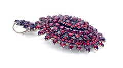 Antique Mid 19th Century Garnet Locket Pendant Silver Gilt Glass