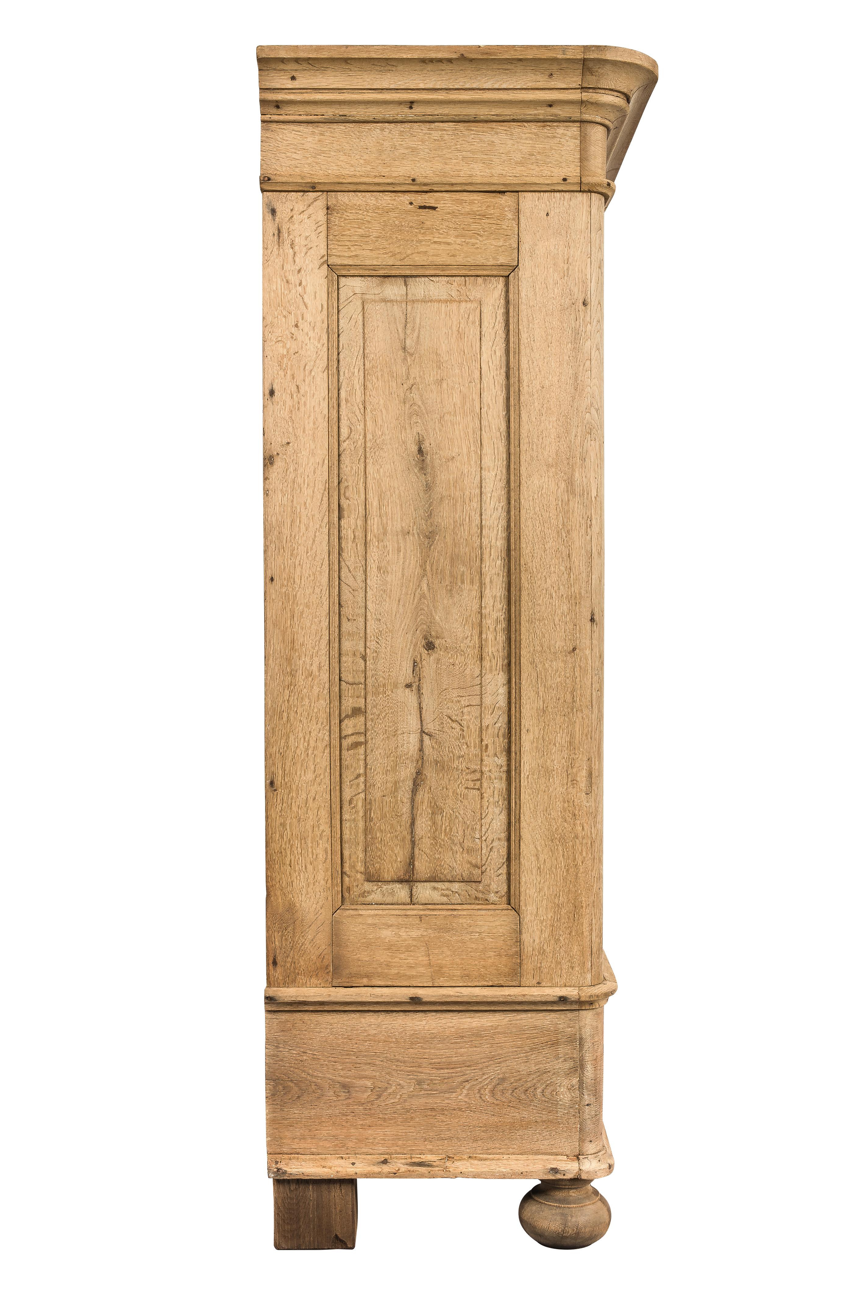 Forged Antique Mid-19th Century German Solid Stripped Oak Two-Door Cabinet