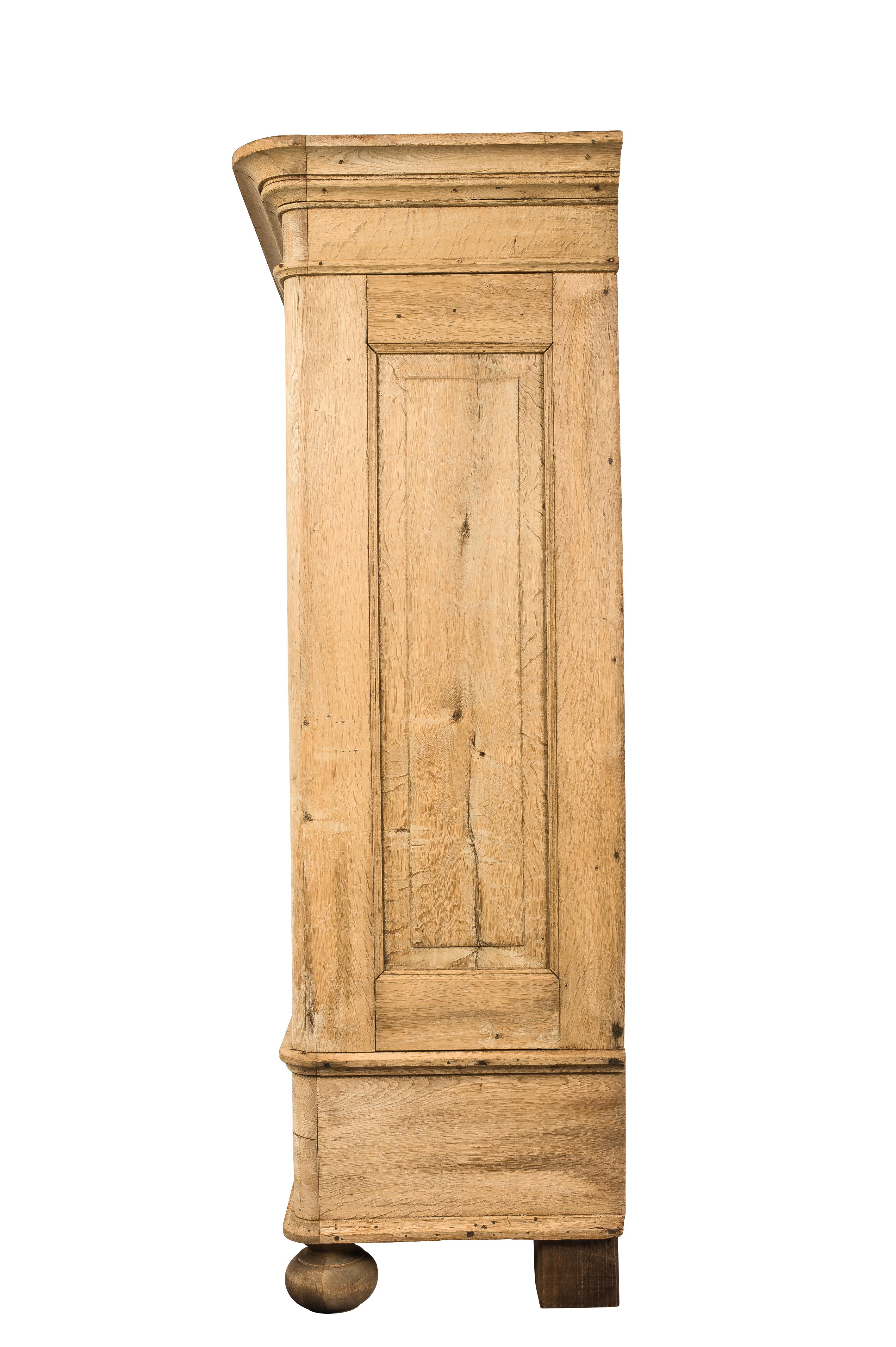 Steel Antique Mid-19th Century German Solid Stripped Oak Two-Door Cabinet
