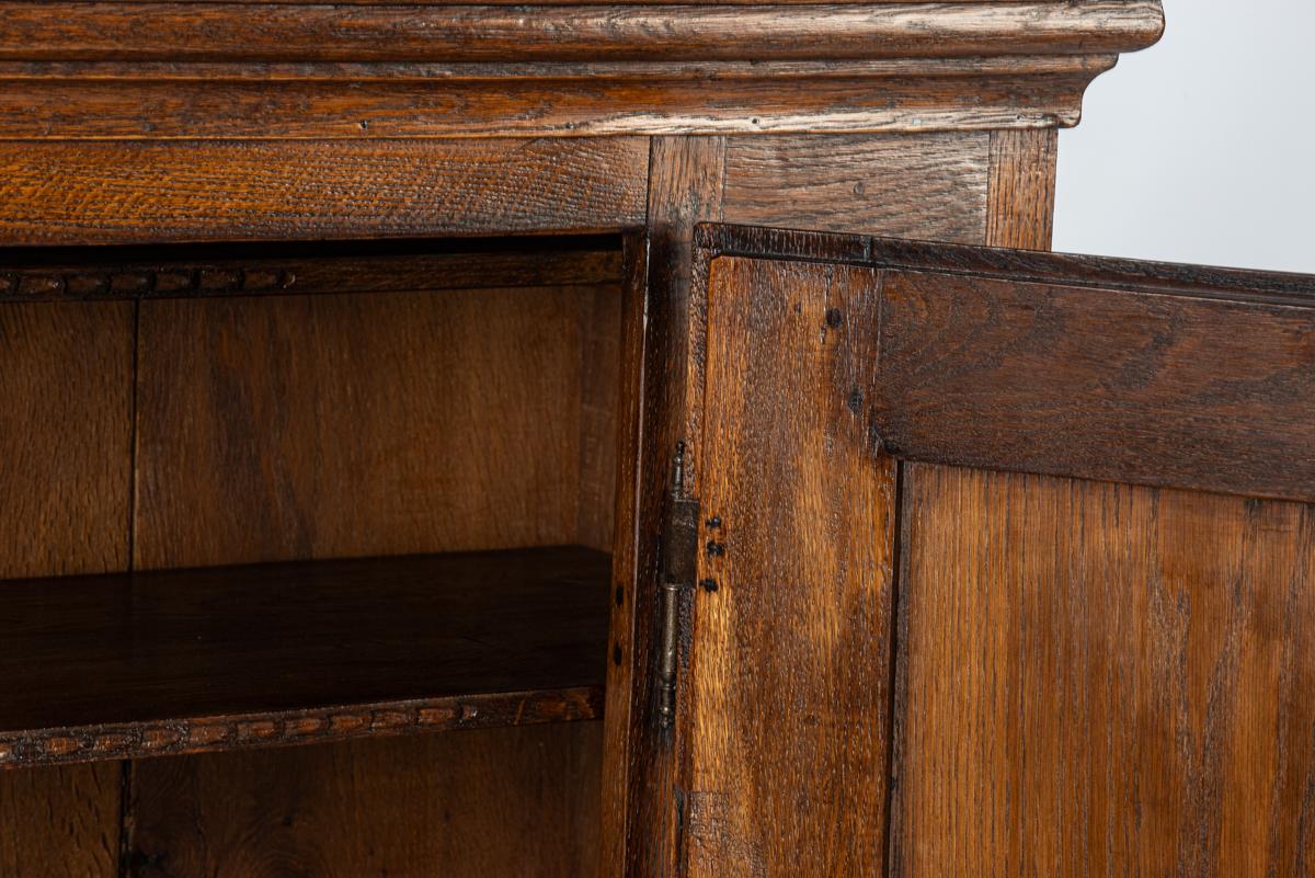 antique mid 19th century german warm brown oak small one door cabinet For Sale 6