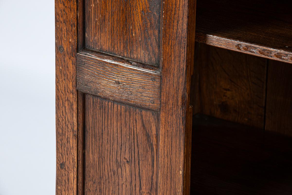 antique mid 19th century german warm brown oak small one door cabinet For Sale 7