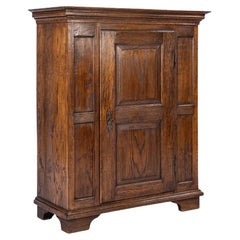 antique mid 19th century german warm brown oak small one door cabinet