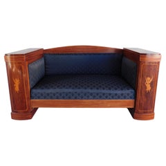 Antikes Biedermeier-Sofa aus Mahagoni und Intarsien aus der Mitte des 19. Jahrhunderts