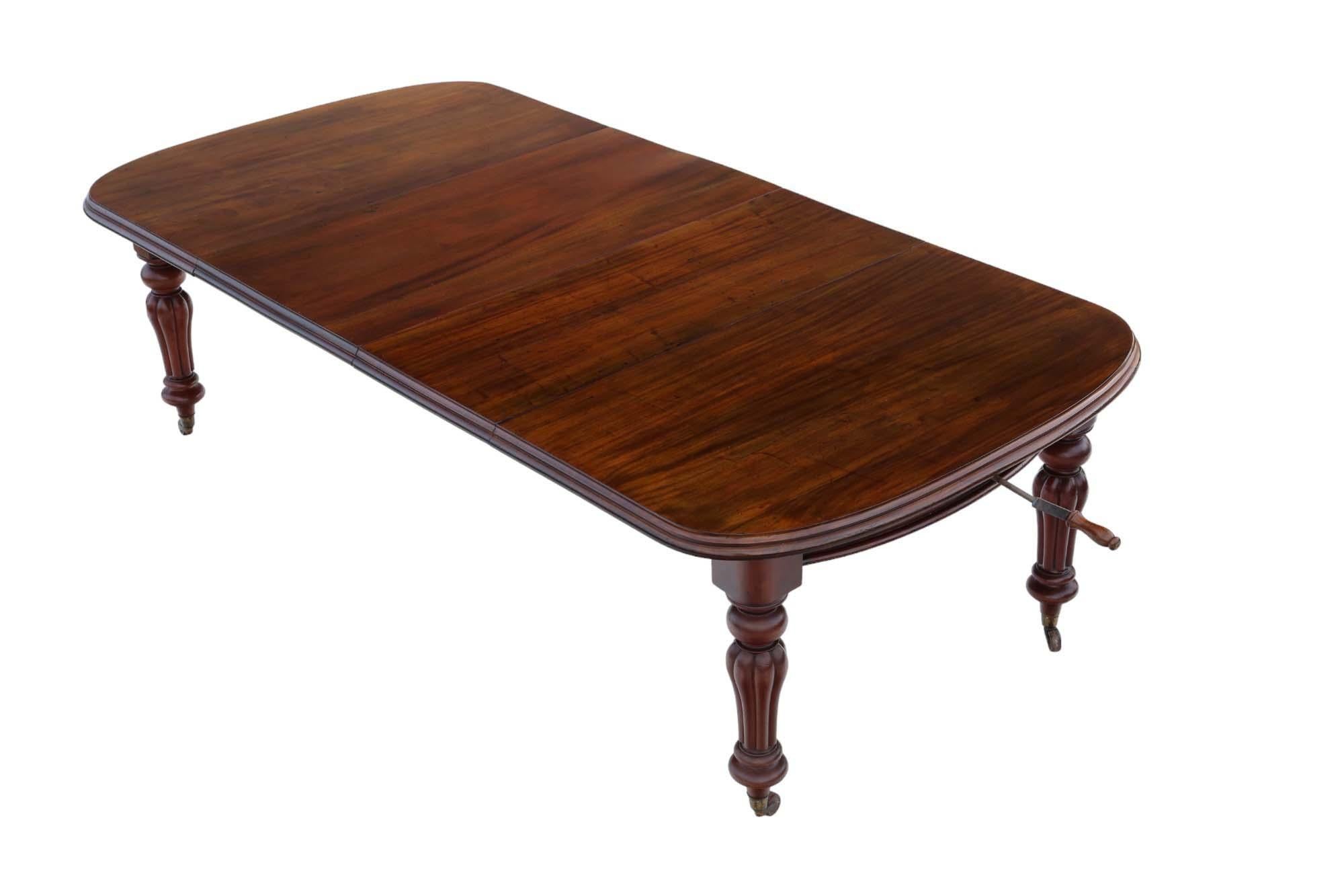 Antique Mid-19th Century Mahogany Wind-out Extending Dining Table - Large, Fine Quality (Approximately 8'1