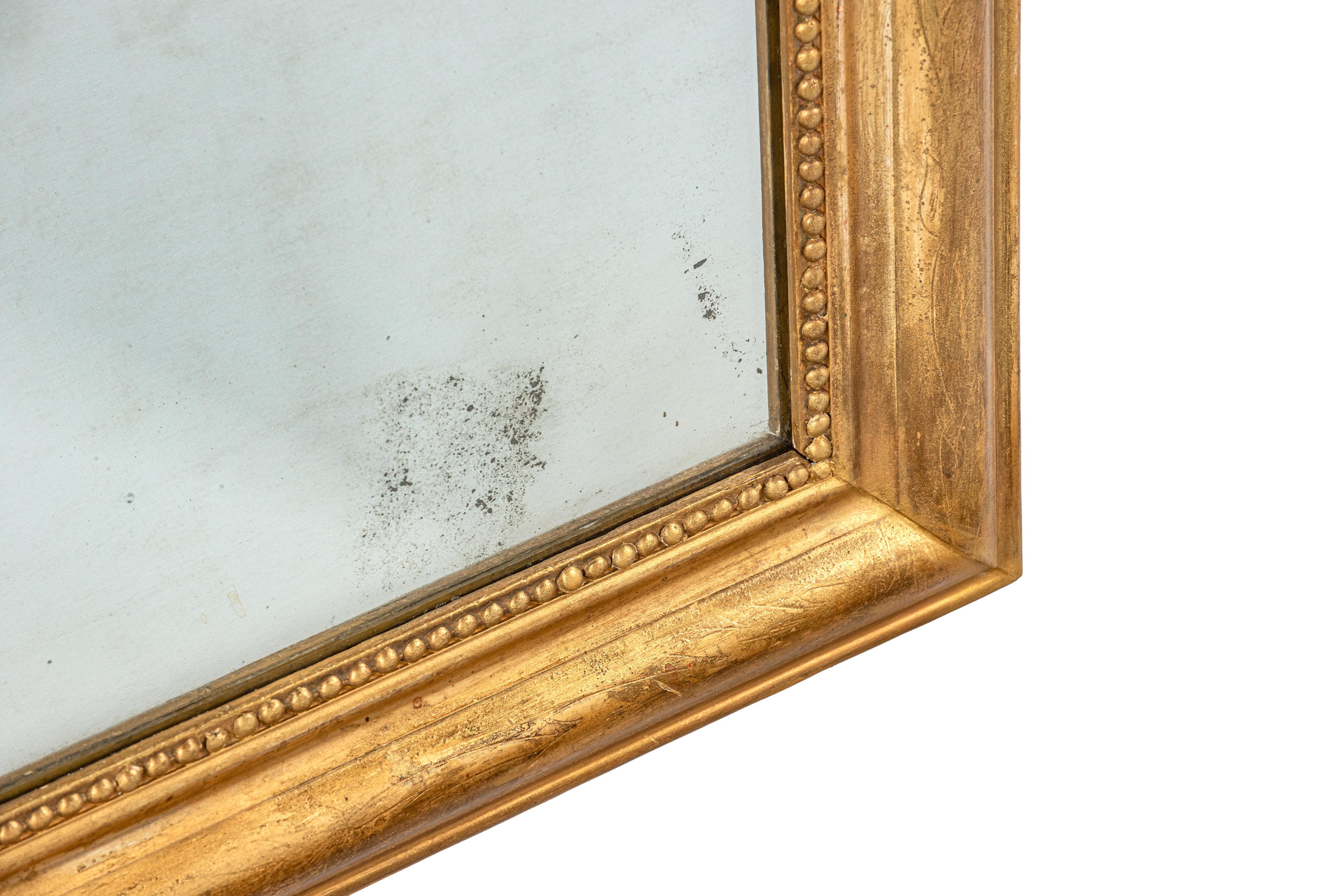 Antique mid 19th century  Pale Gold  Silvered French Louis Philippe  Mirror In Good Condition For Sale In Casteren, NL