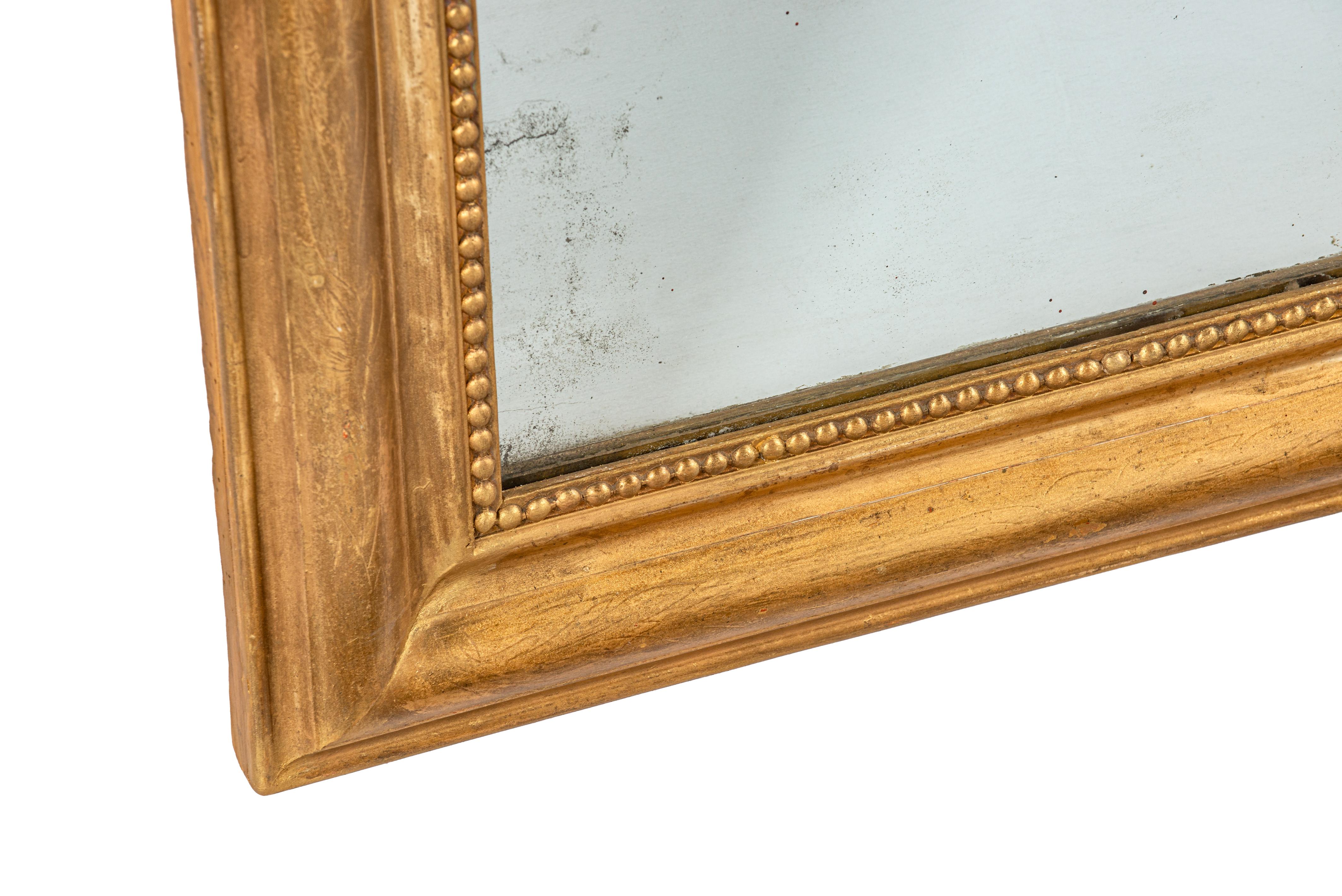 19th Century Antique mid 19th century  Pale Gold  Silvered French Louis Philippe  Mirror For Sale