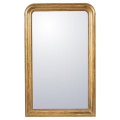Antique mid 19th century  Pale Gold  Silvered French Louis Philippe  Mirror