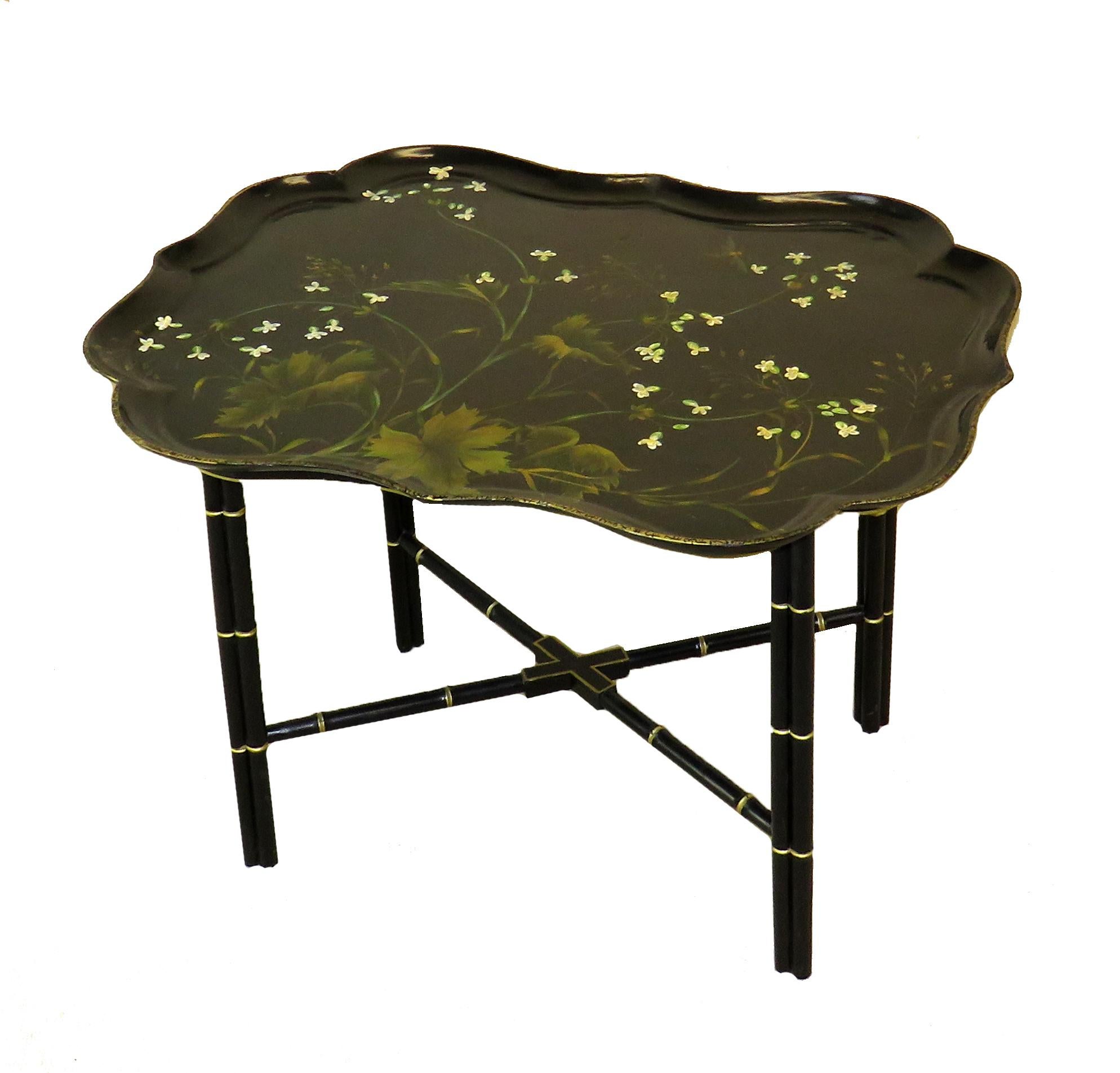 Antique Mid 19th Century Papier Mache Tray Coffee Table