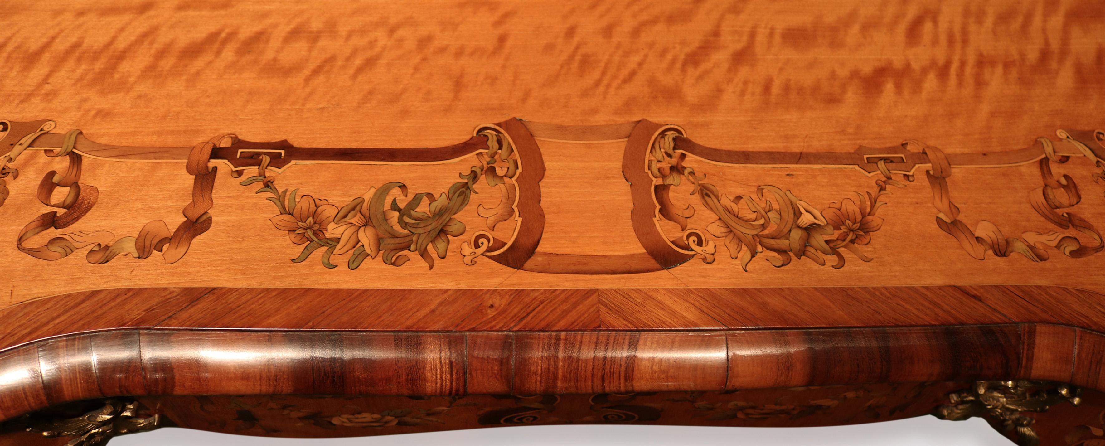 19th Century Antique mid 19th century satinwood, marquetry, and calamander writing table For Sale