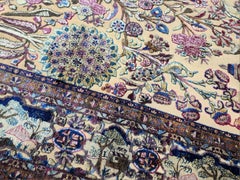 Antiquité Mid Century Antiques Kashan Persian Silk Gold Thread Rug 3d embossed